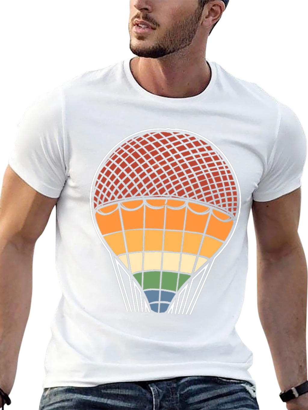 Retro Rainbow Hot Air Balloon T-Shirt