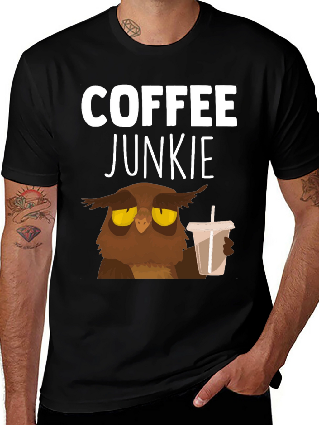 Coffee Junkie Owl T-Shirt