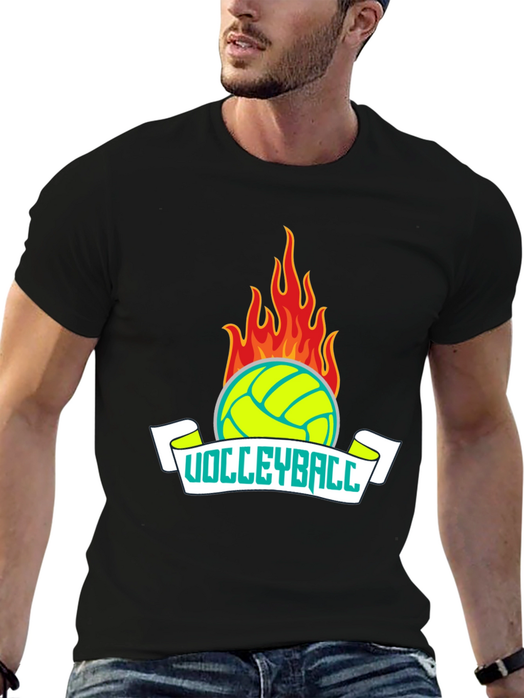 Flaming Volleyball Graphic T-Shirt