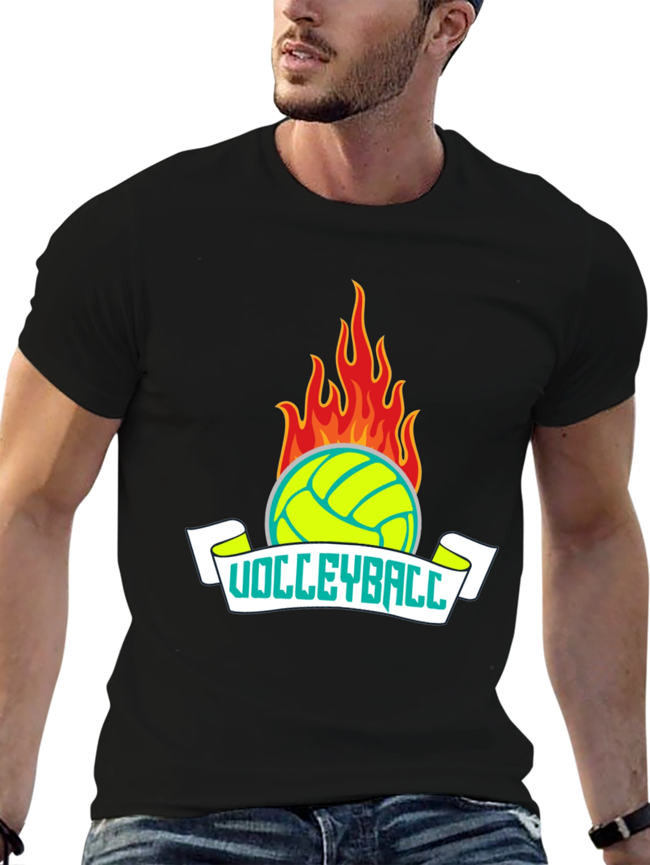 Flaming Volleyball Graphic T-Shirt