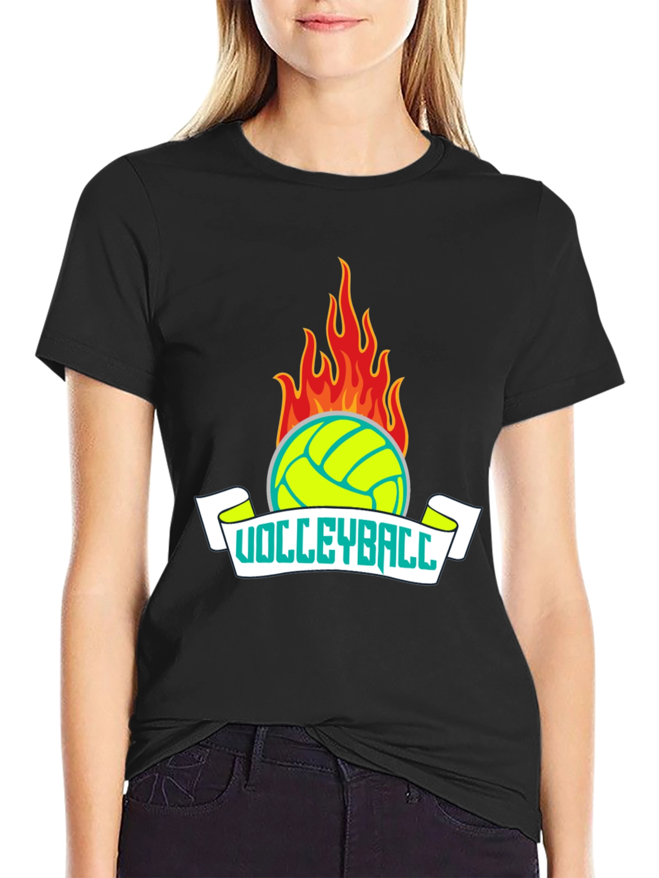 Flaming Volleyball Graphic T-Shirt