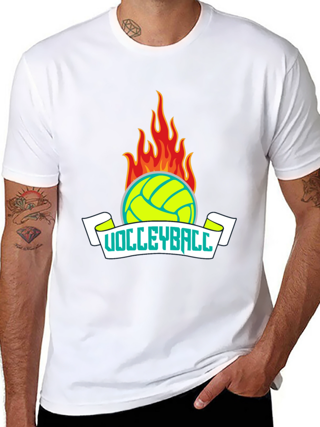 Flaming Volleyball Graphic T-Shirt