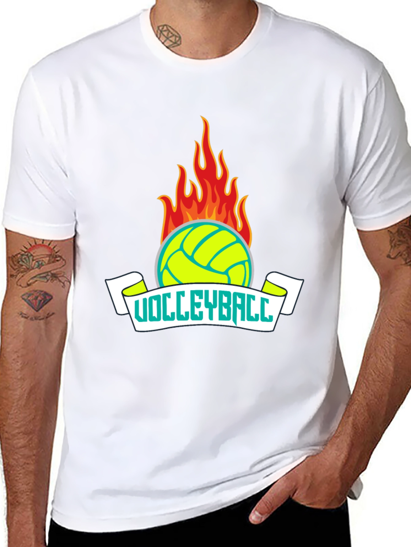 Flaming Volleyball Graphic T-Shirt