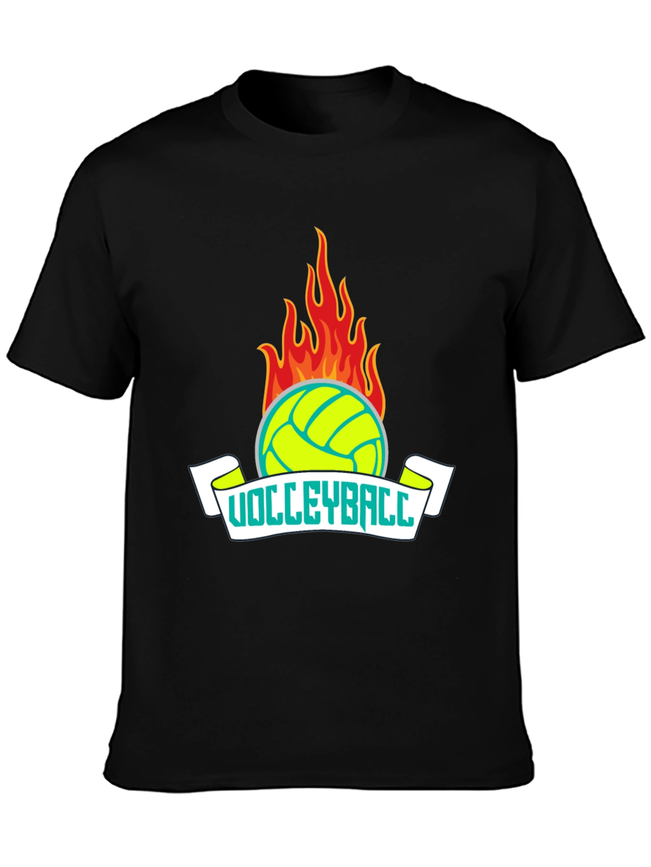 Flaming Volleyball Graphic T-Shirt