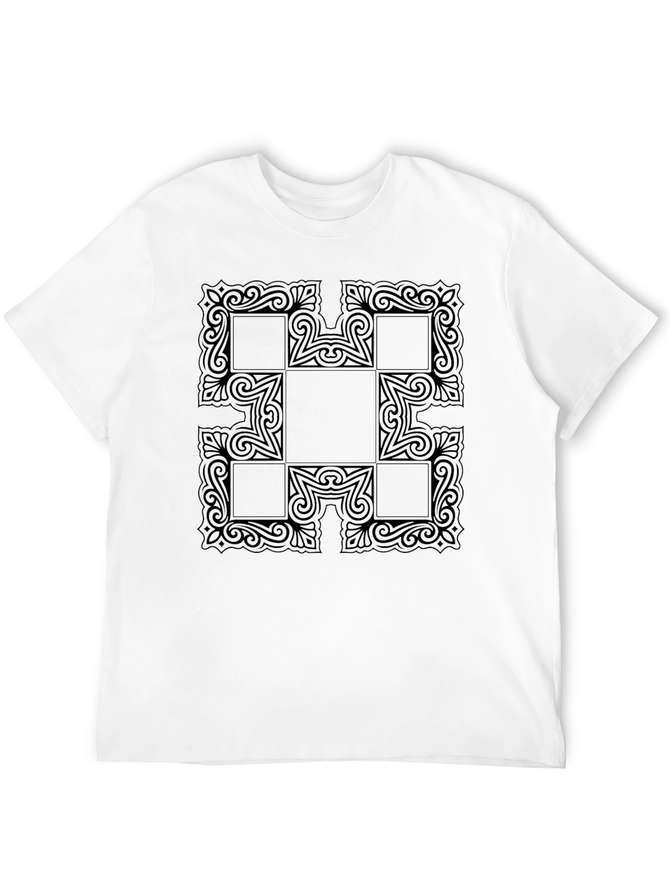 Geometric Patterned Black T-Shirt