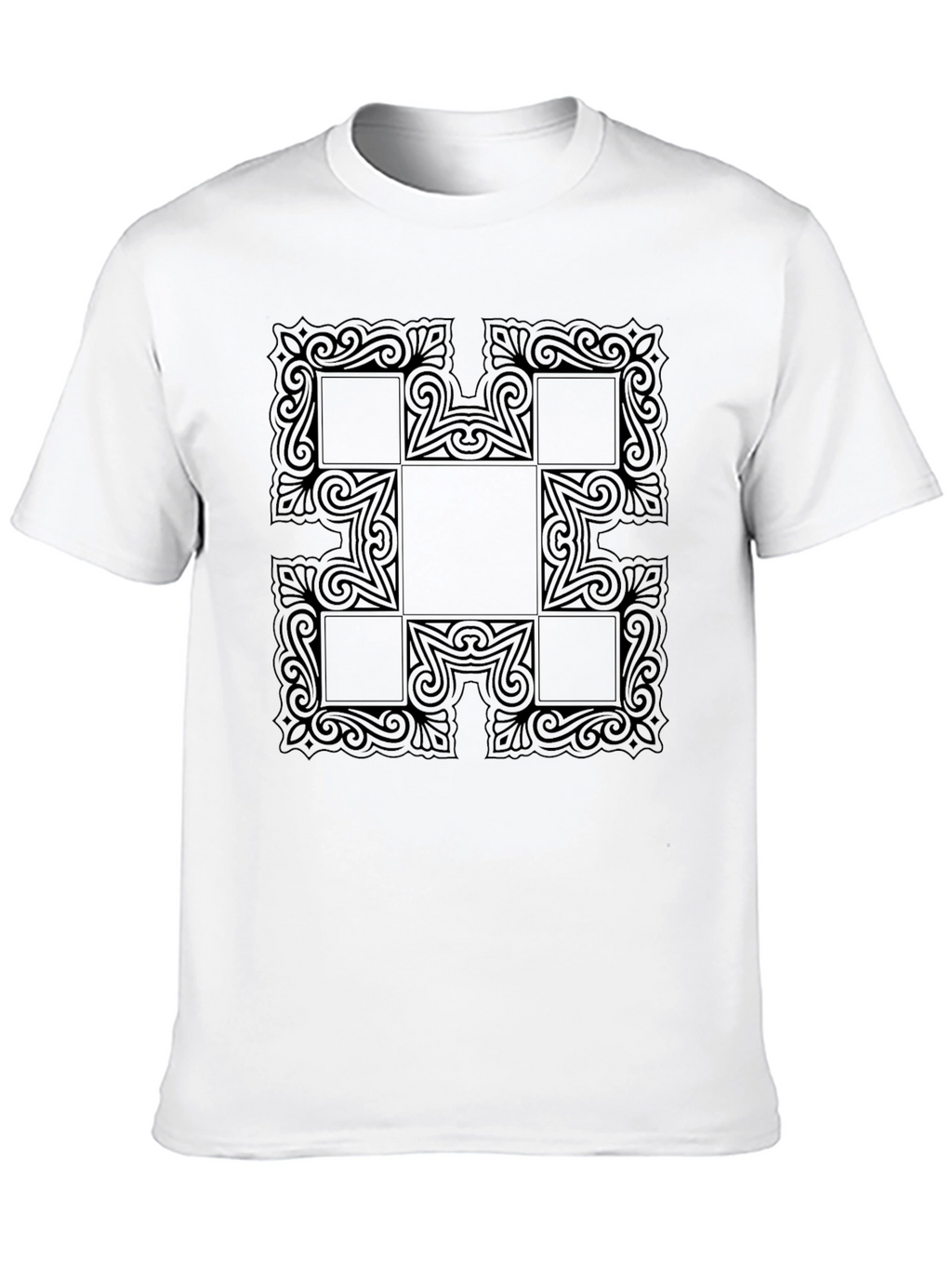 Geometric Patterned Black T-Shirt