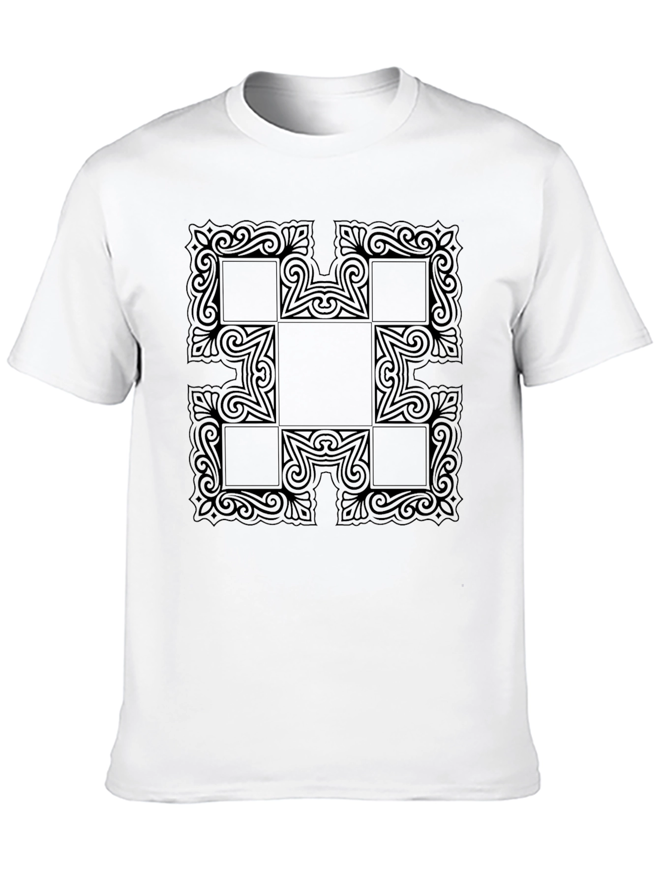 Geometric Patterned Black T-Shirt