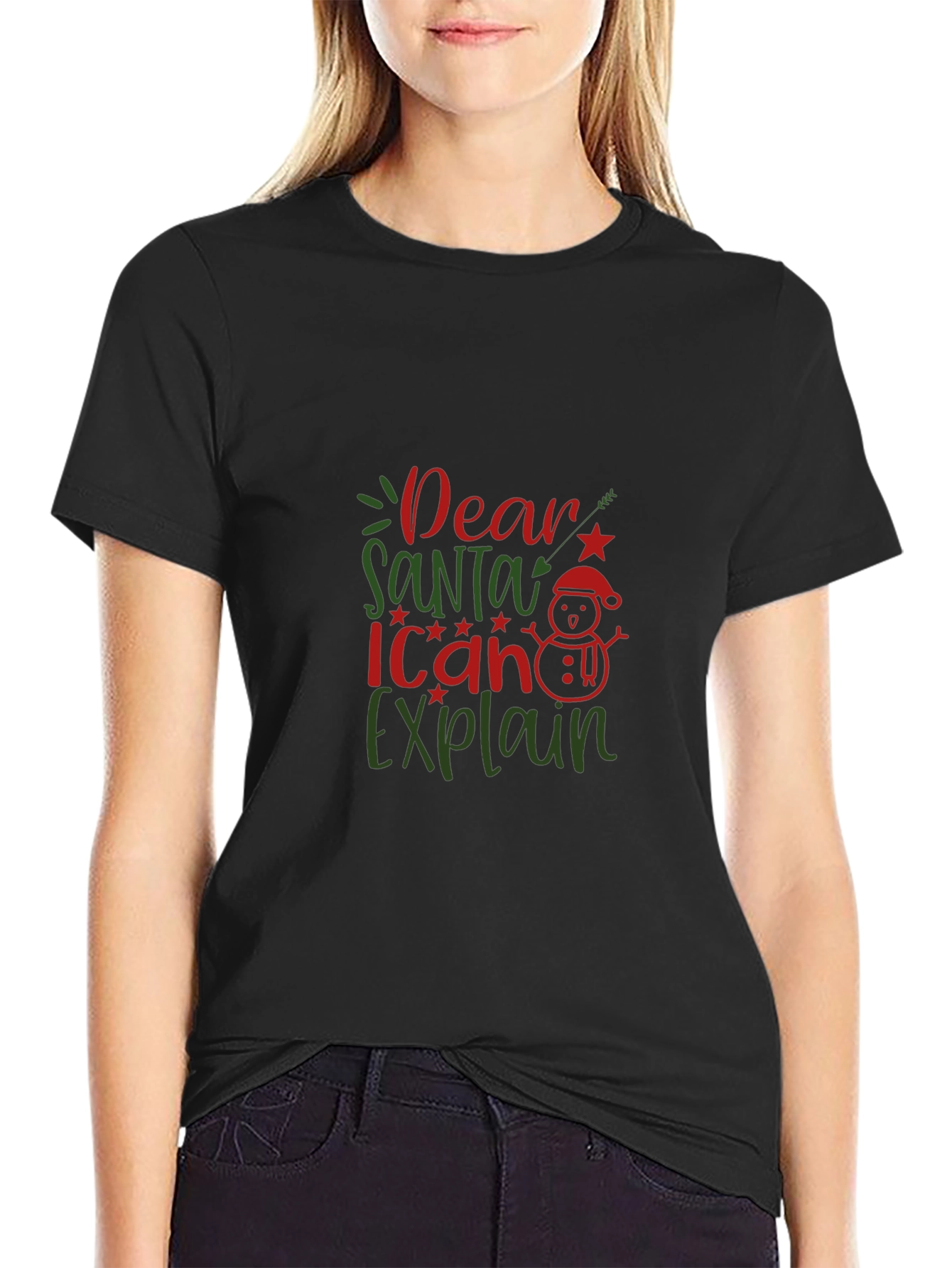 Dear Santa I Can Explain Black T-Shirt