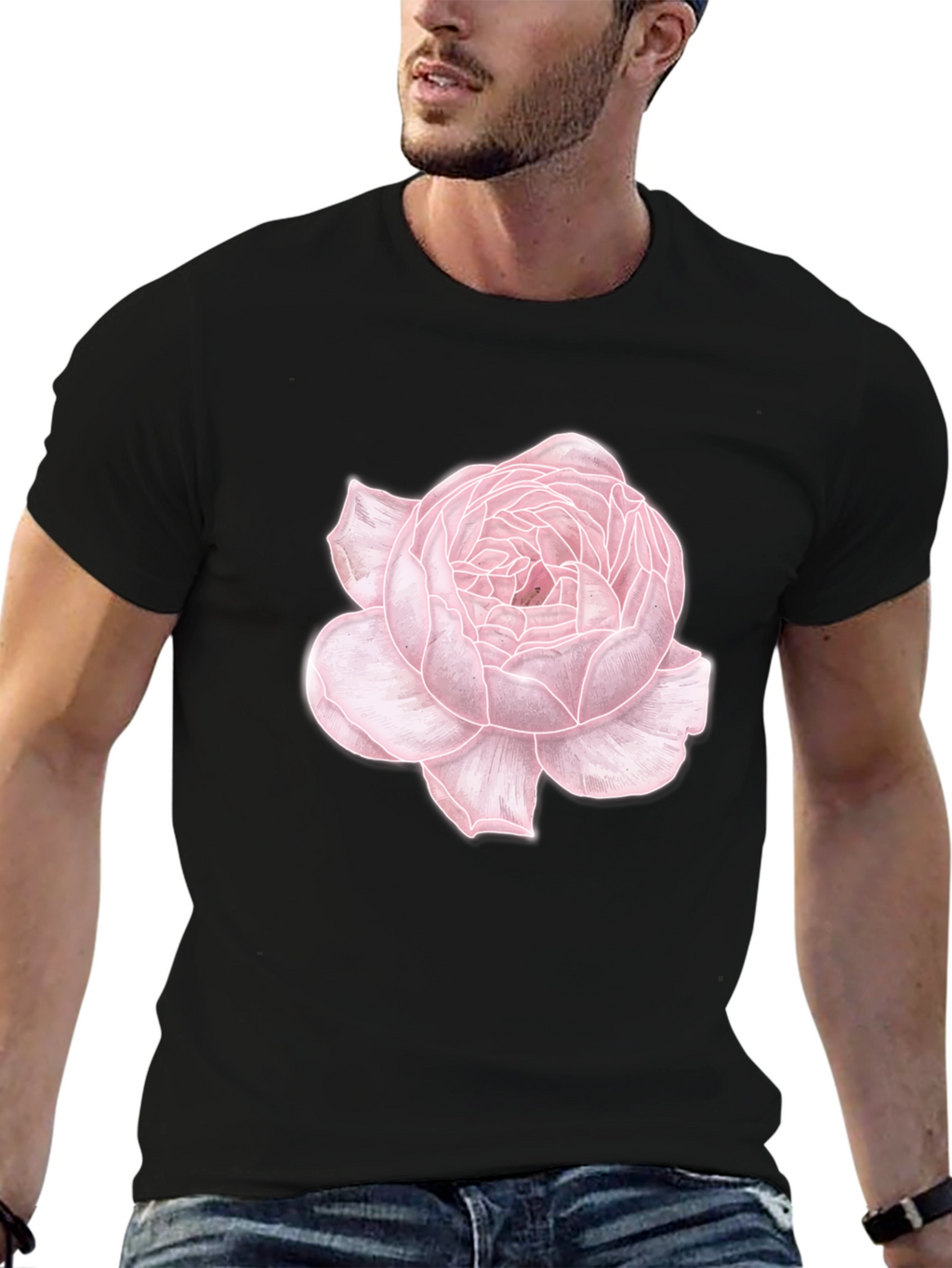 Floral Print Tee - Elegant Rose Design
