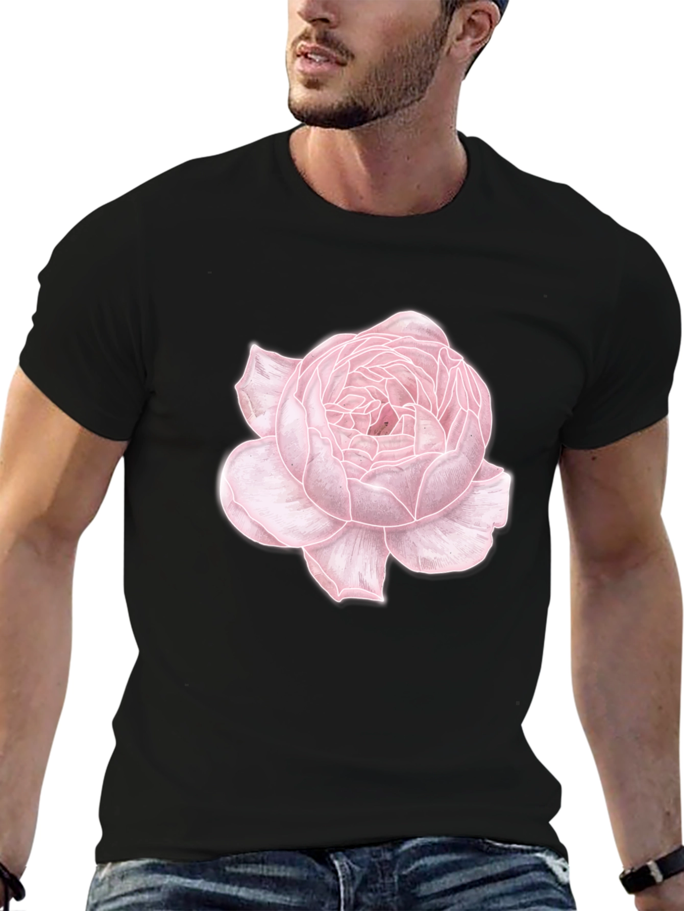 Floral Print Tee - Elegant Rose Design