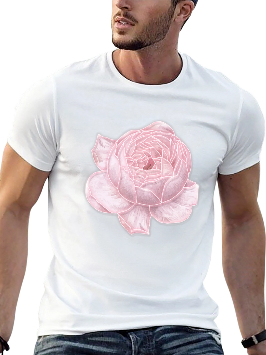 Floral Print Tee - Elegant Rose Design
