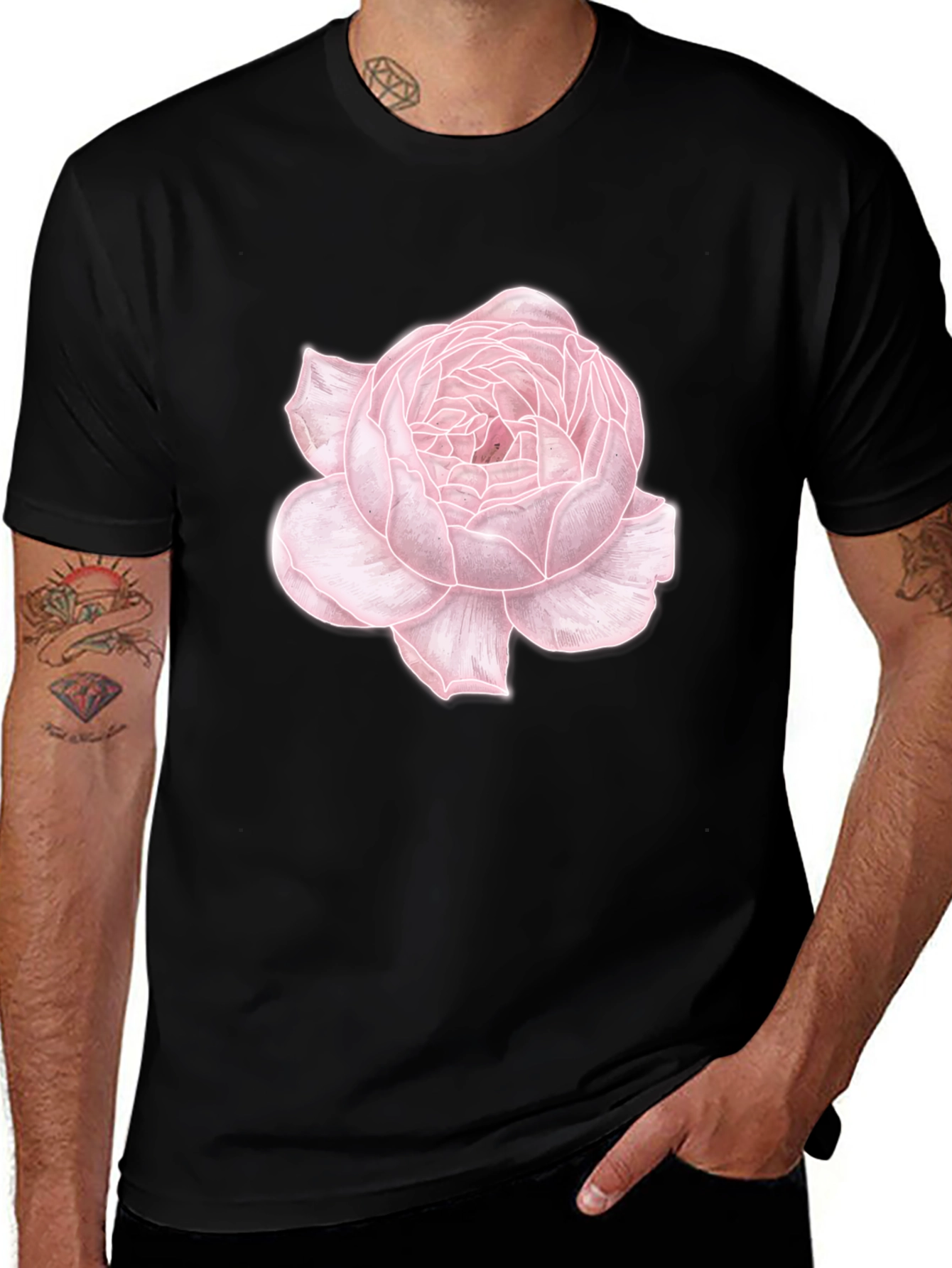 Floral Print Tee - Elegant Rose Design