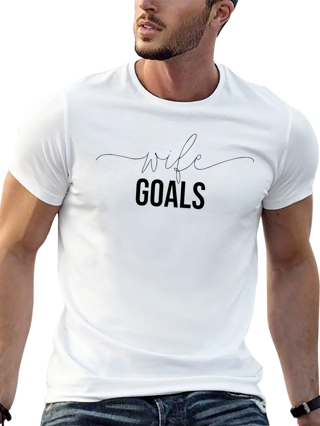 Wife Goals T-Shirt - Black Crew Neck Tee