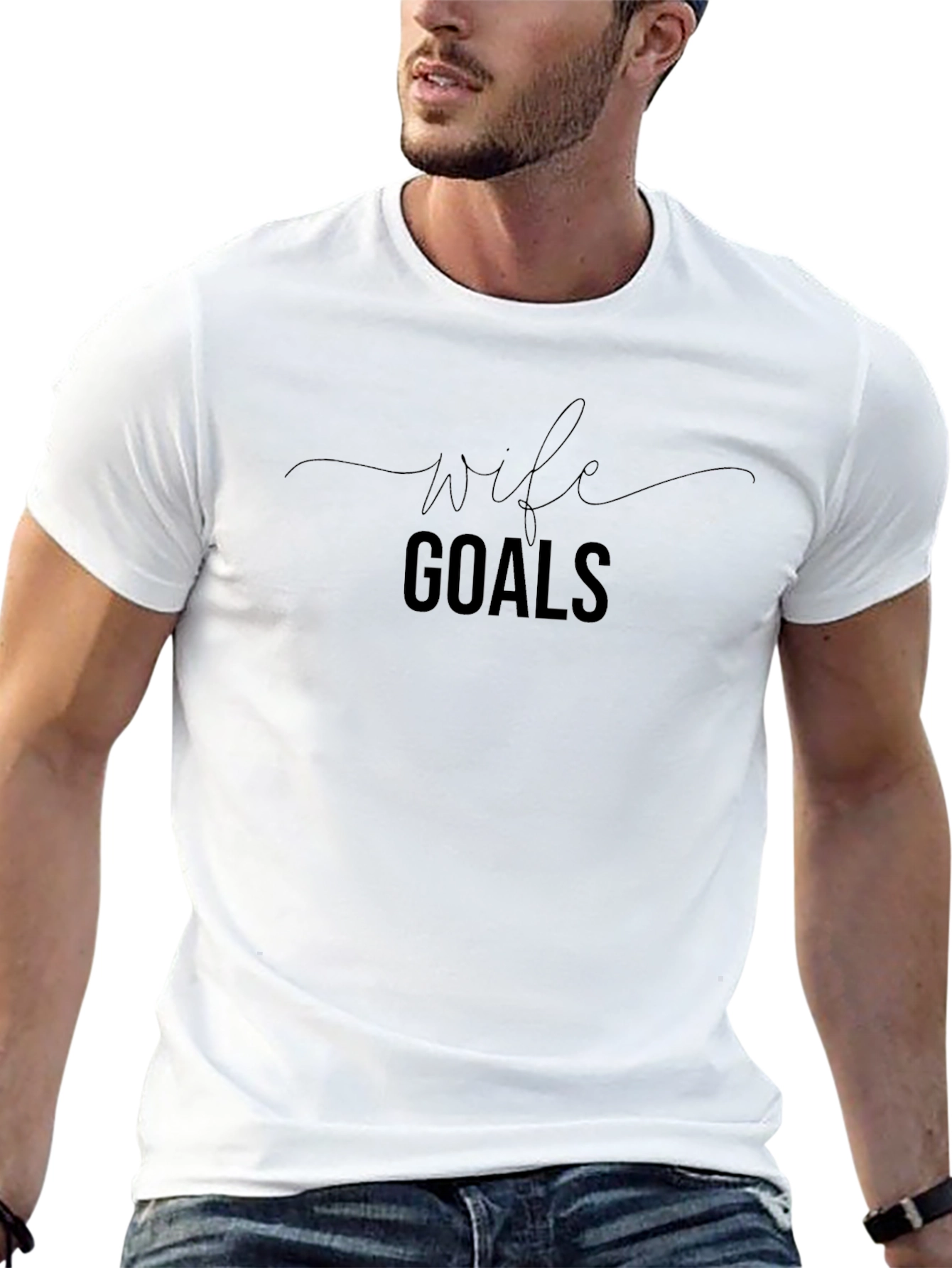 Wife Goals T-Shirt - Black Crew Neck Tee