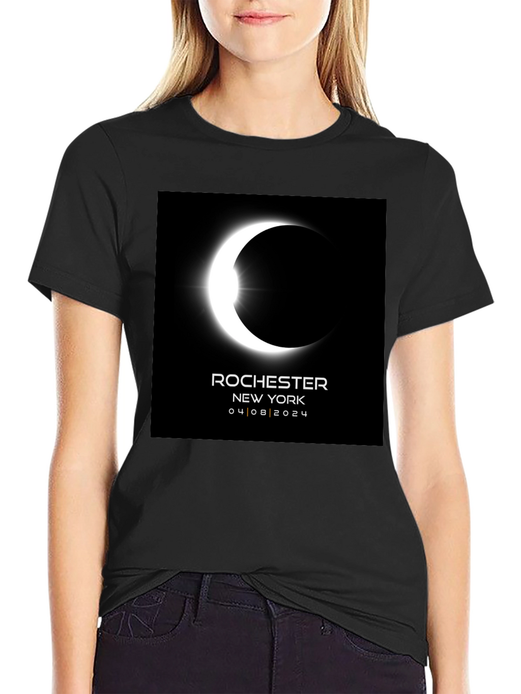 Eclipse Rochester NY 04/08/2024 Black Tee