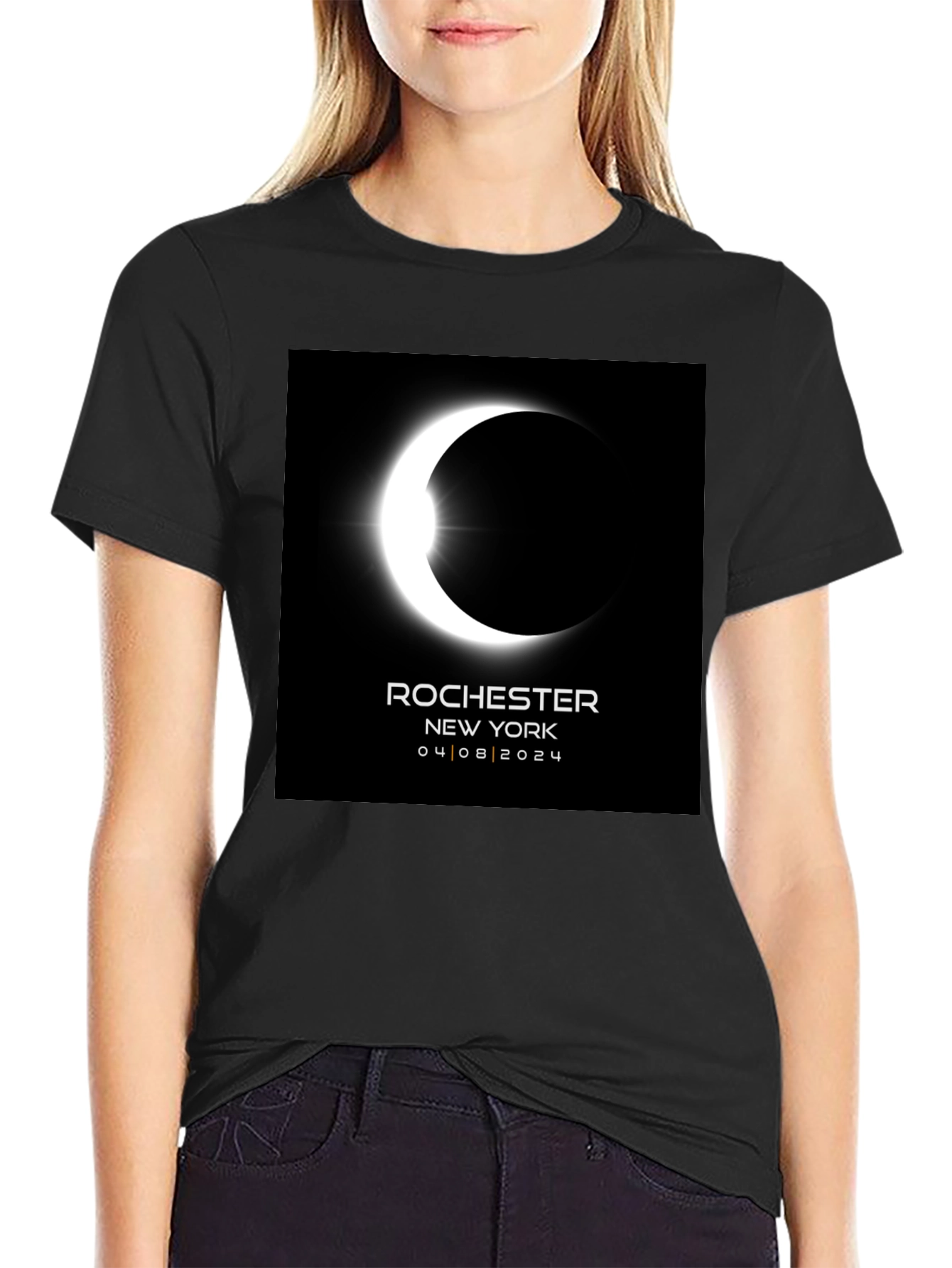 Eclipse Rochester NY 04/08/2024 Black Tee