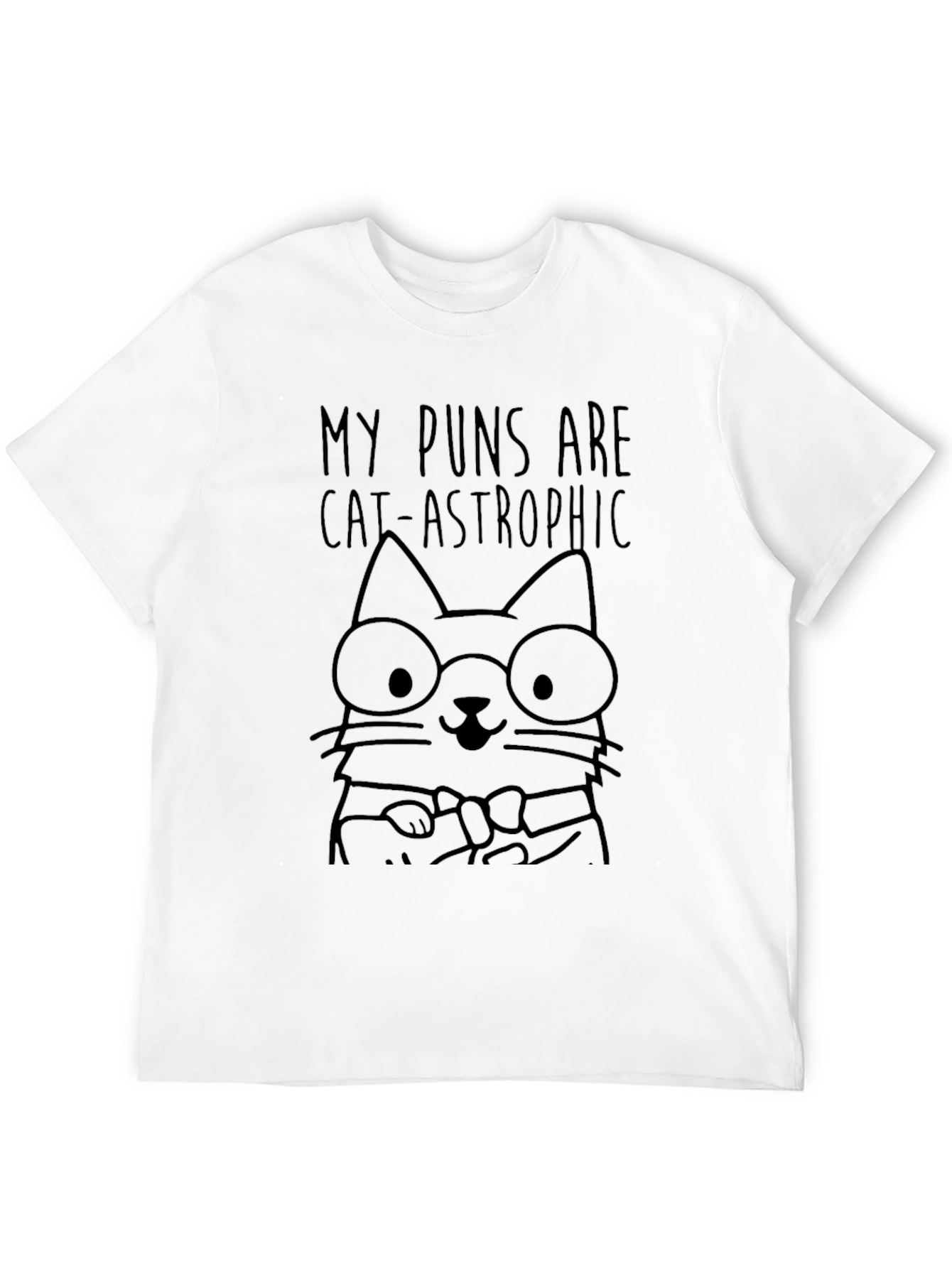 Cat-Astrophic Puns Black T-Shirt