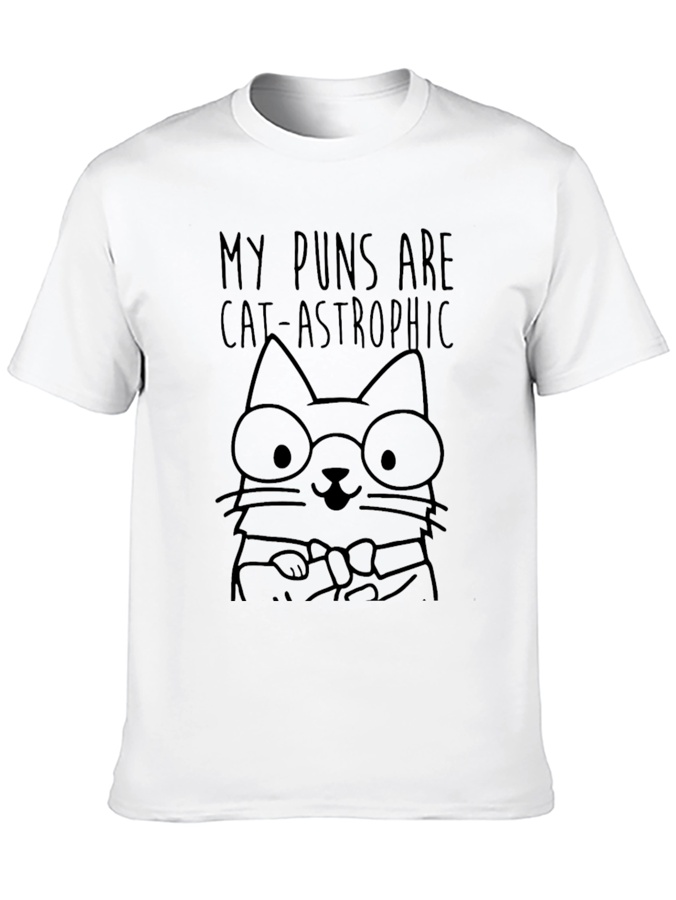 Cat-Astrophic Puns Black T-Shirt