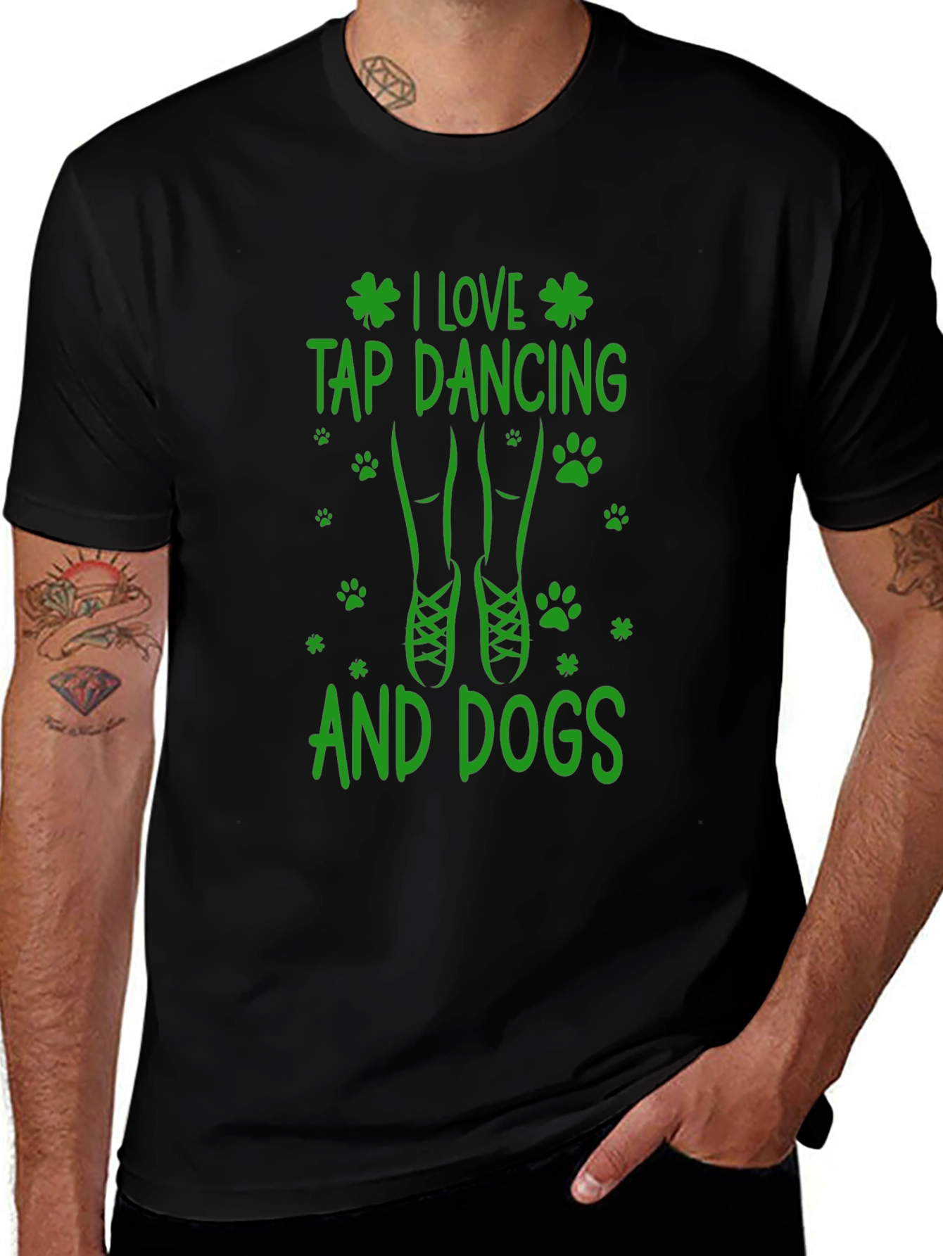 I Love Tap Dancing & Dogs Black T-Shirt