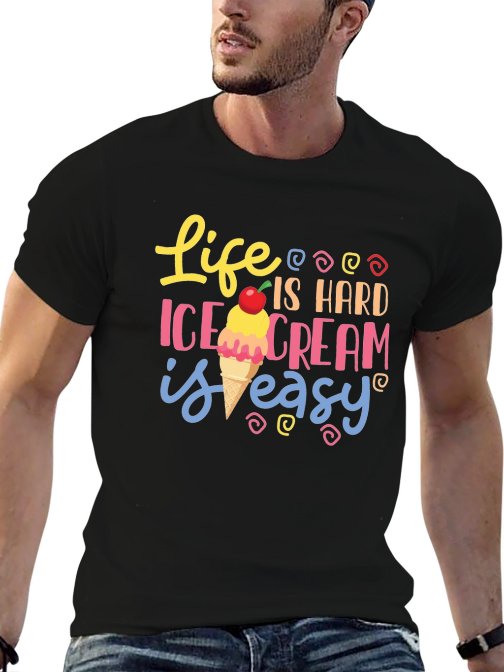Life is Hard Ice Cream is Easy Graphic Tee