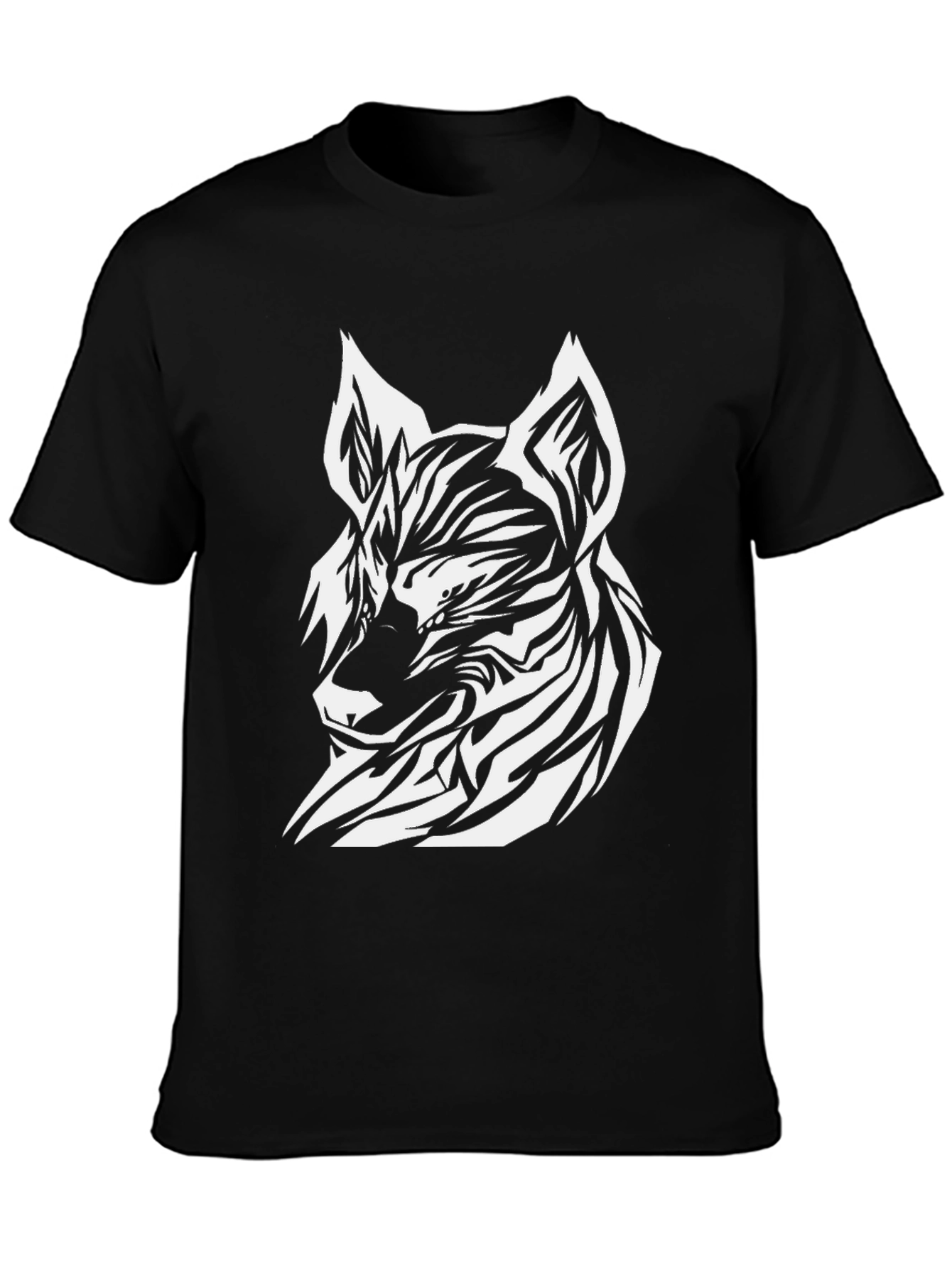 Abstract Wolf Graphic Tee - Modern Streetwear Shirt
