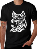 Abstract Wolf Graphic Tee - Modern Streetwear Shirt