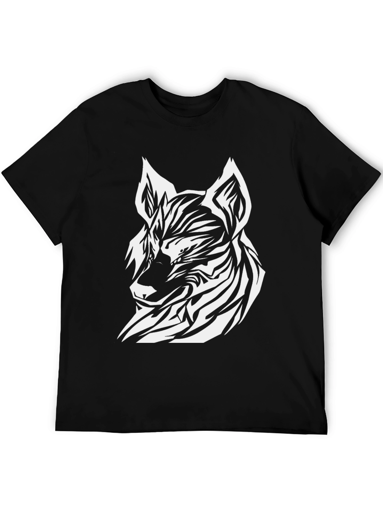 Abstract Wolf Graphic Tee - Modern Streetwear Shirt