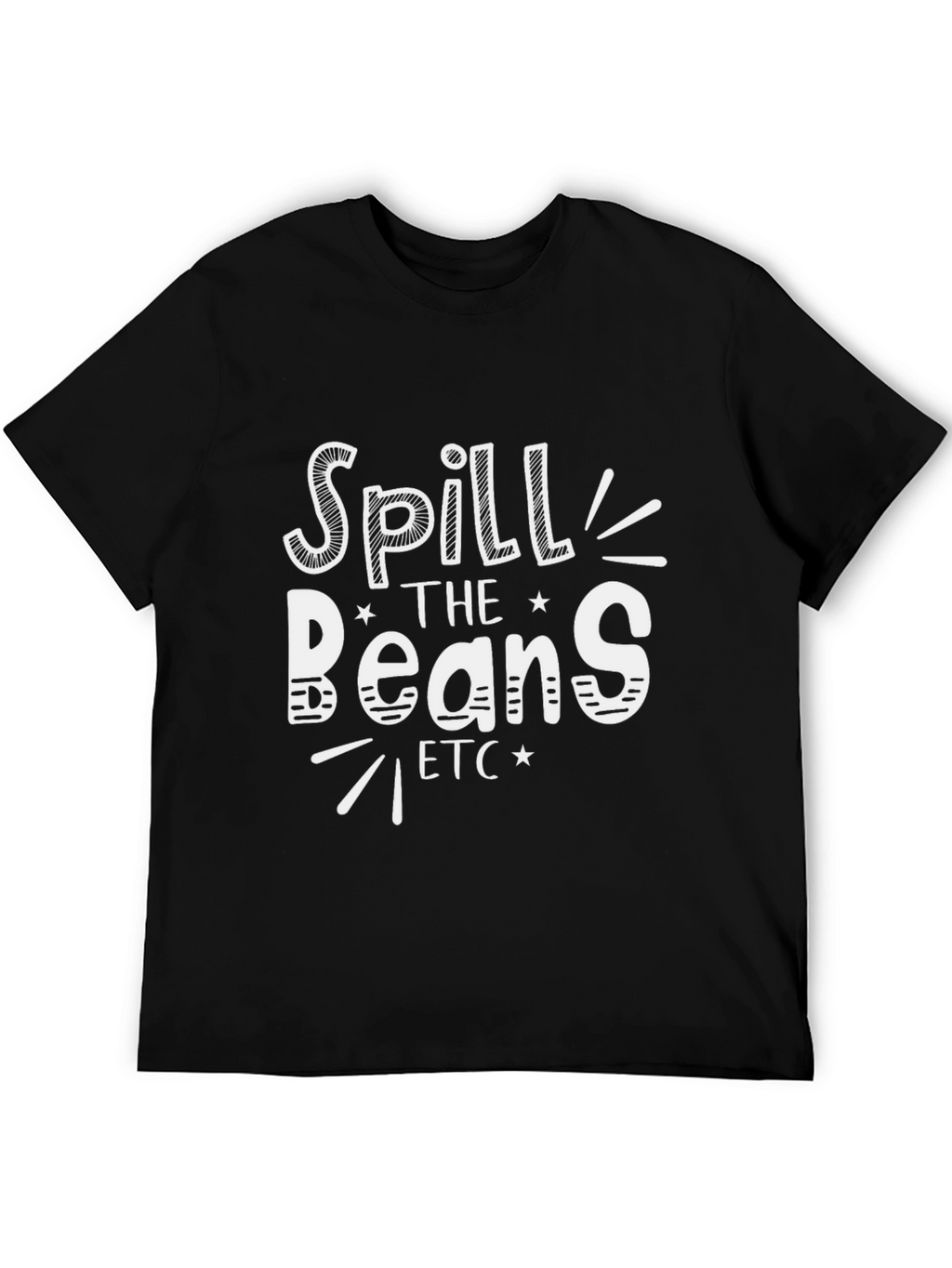Spill the Beans Graphic Tee - Black Cotton T-Shirt