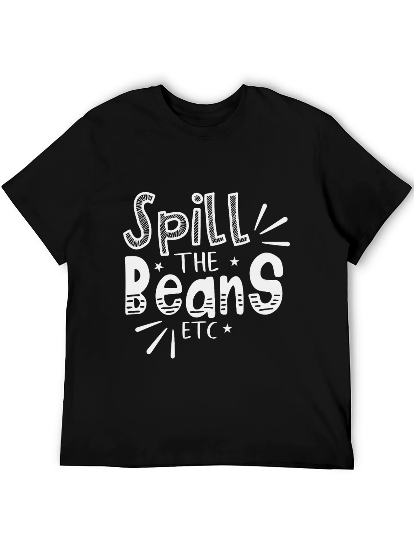 Spill the Beans Graphic Tee - Black Cotton T-Shirt