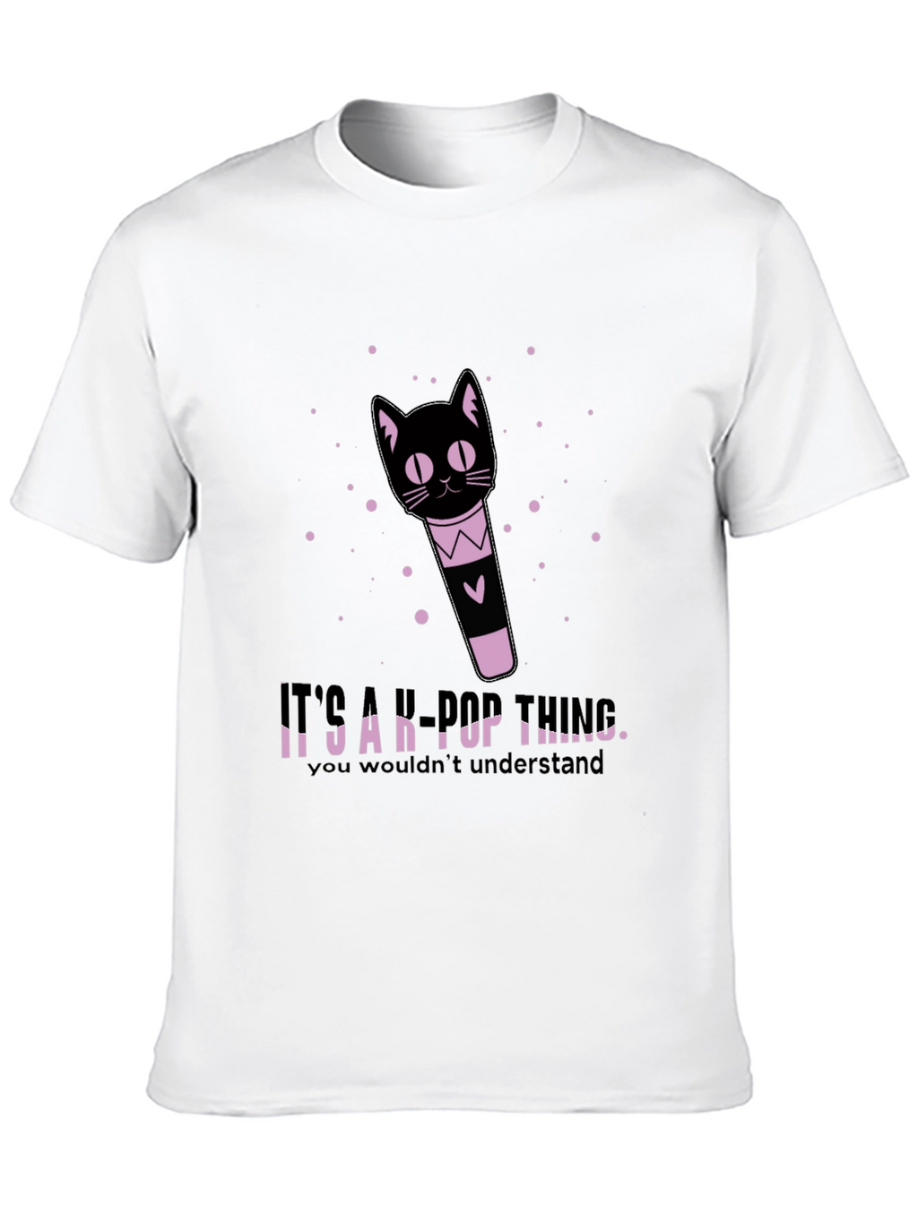 K-Pop Thing Cat Lightstick Black T-Shirt