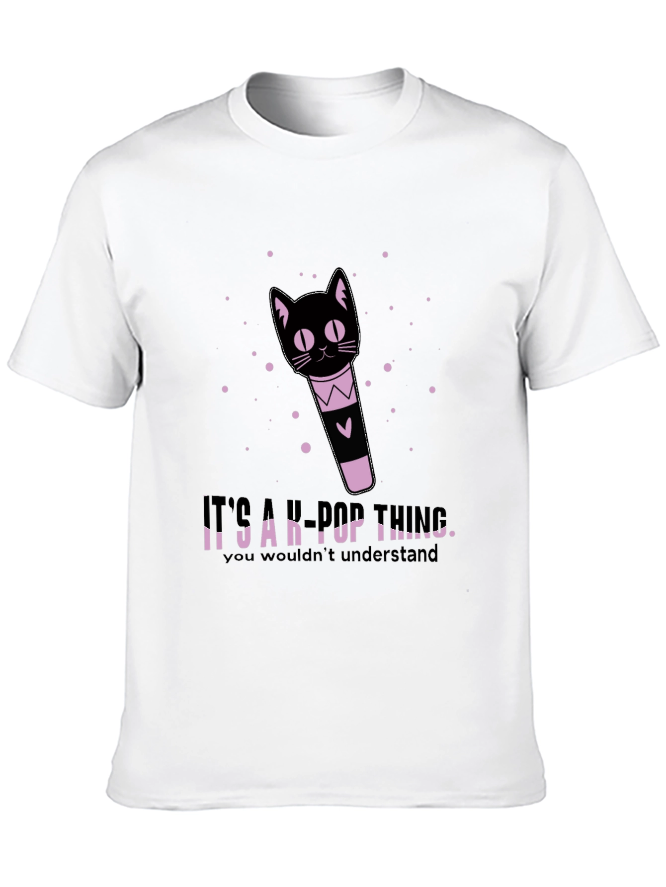 K-Pop Thing Cat Lightstick Black T-Shirt