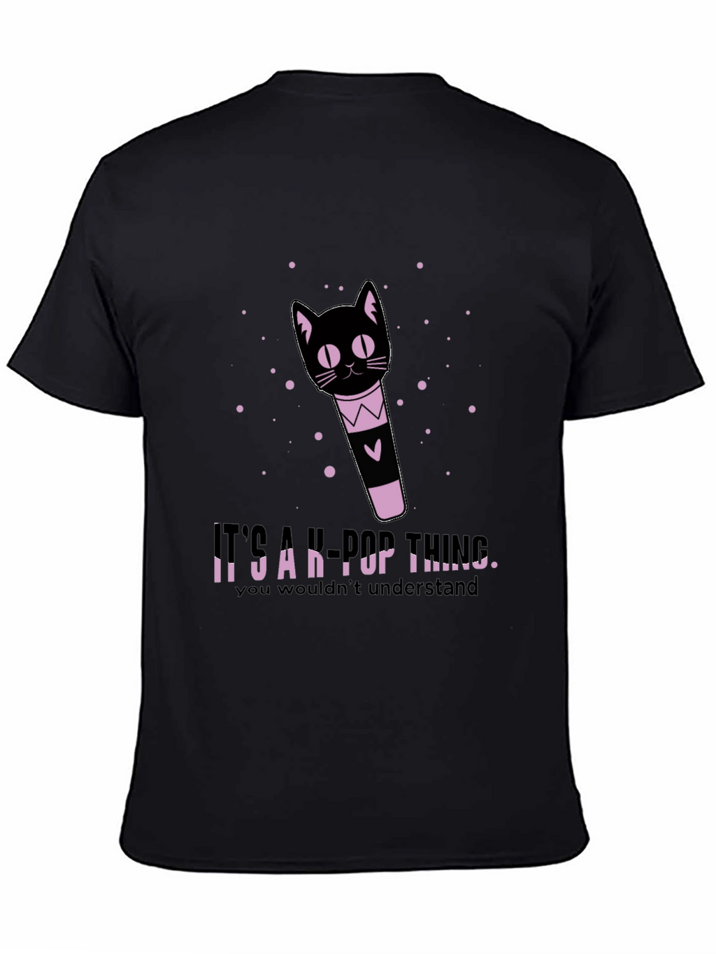 K-Pop Thing Cat Lightstick Black T-Shirt
