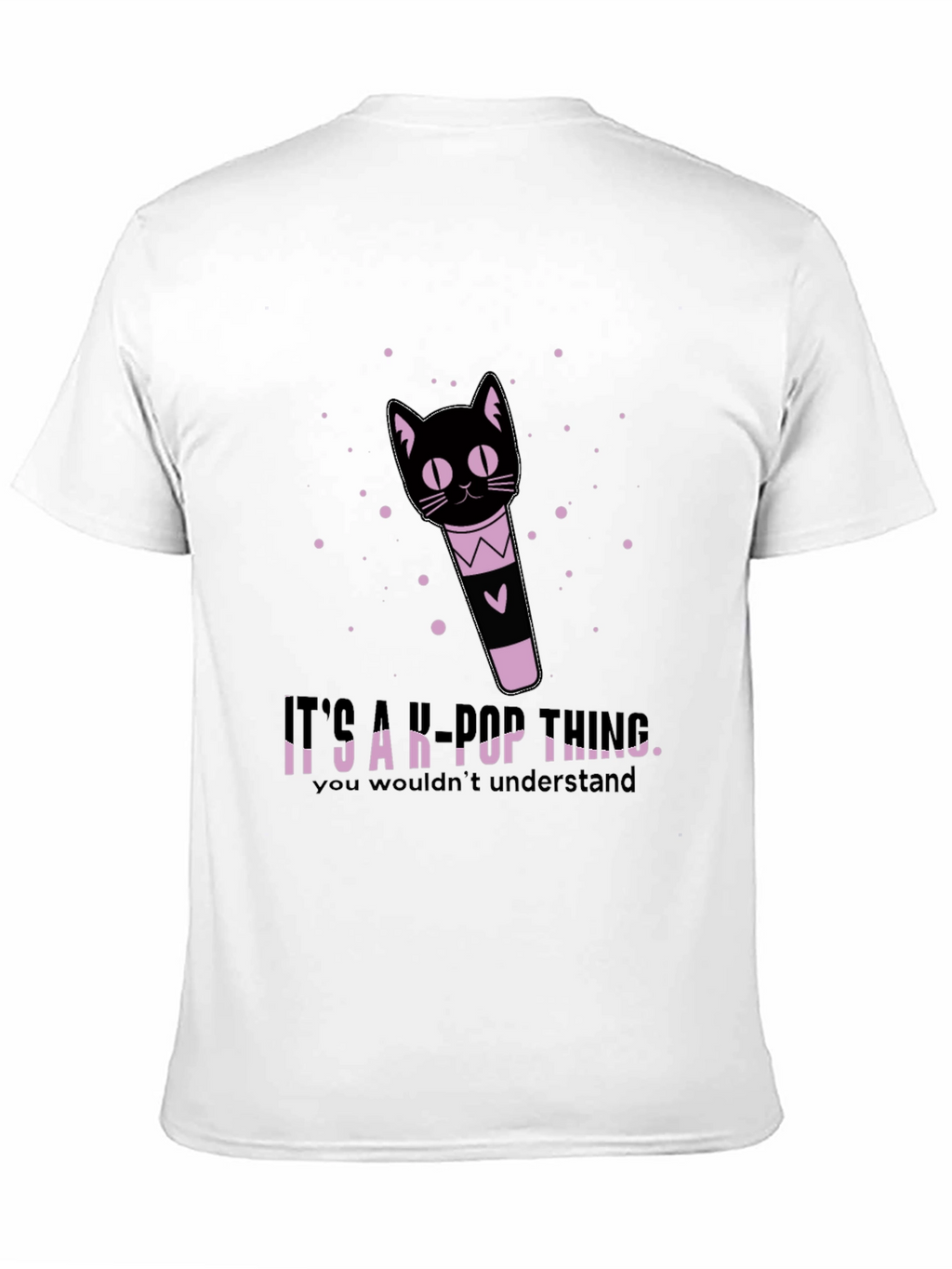 K-Pop Thing Cat Lightstick Black T-Shirt