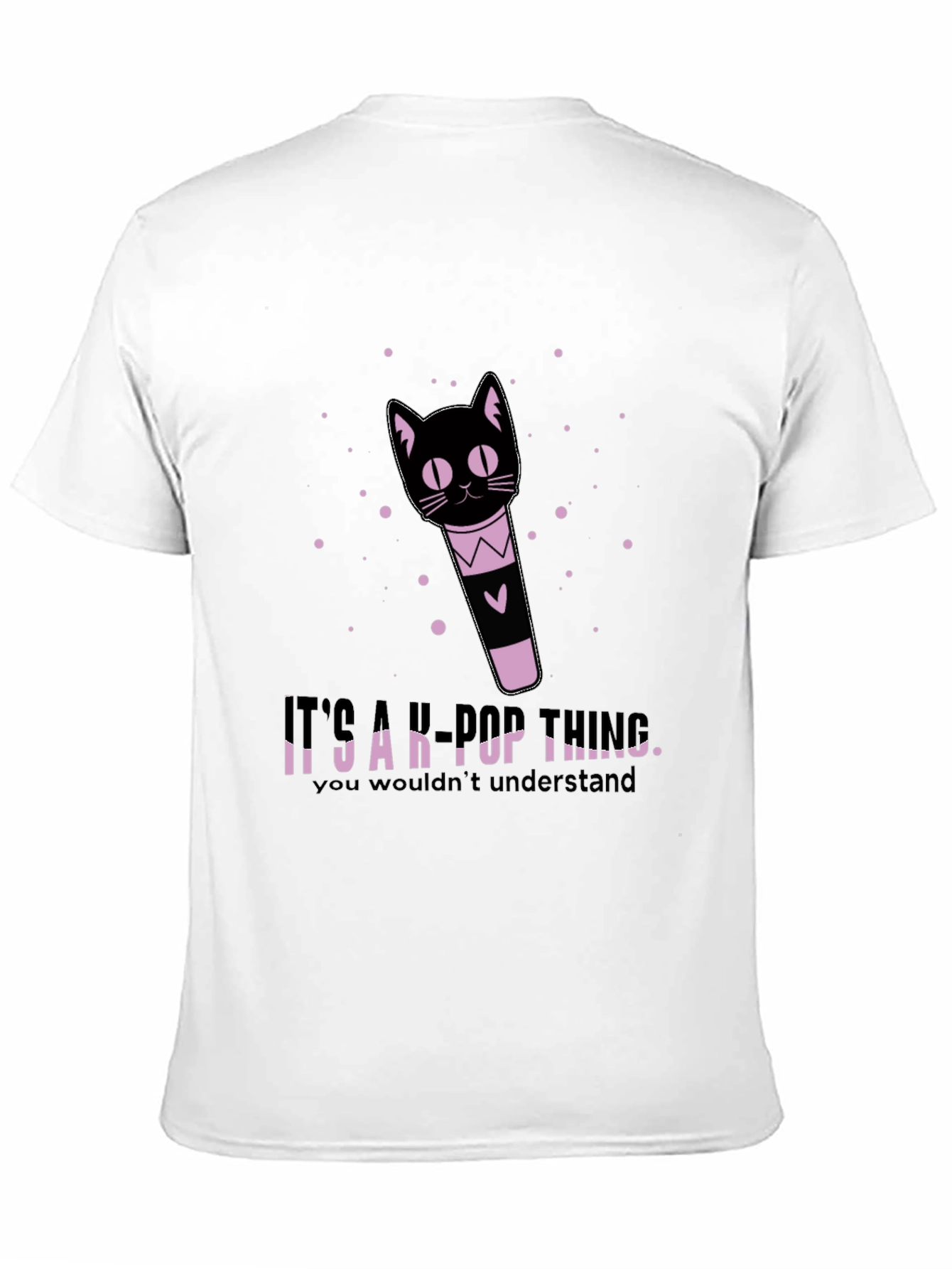K-Pop Thing Cat Lightstick Black T-Shirt