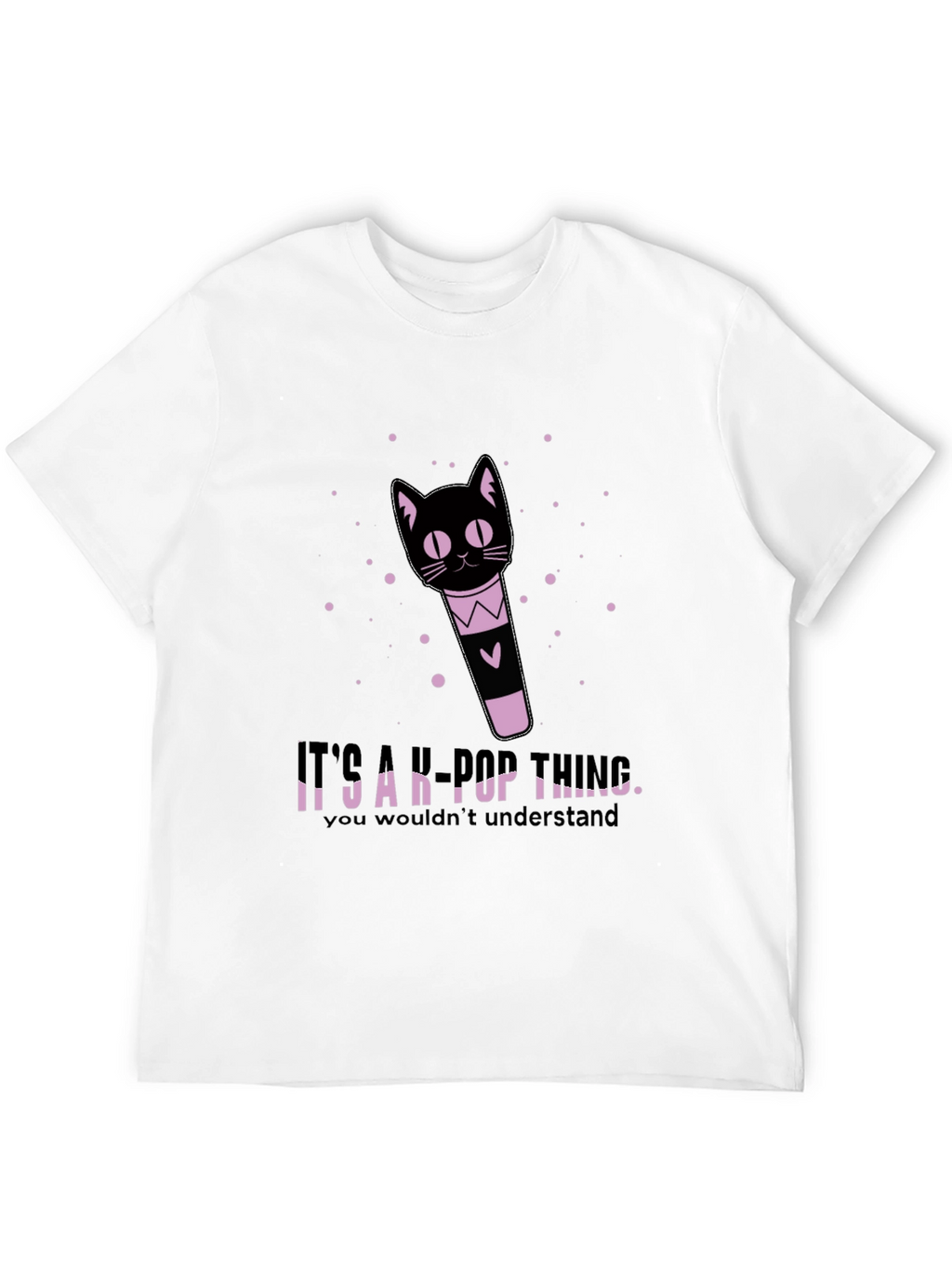 K-Pop Thing Cat Lightstick Black T-Shirt