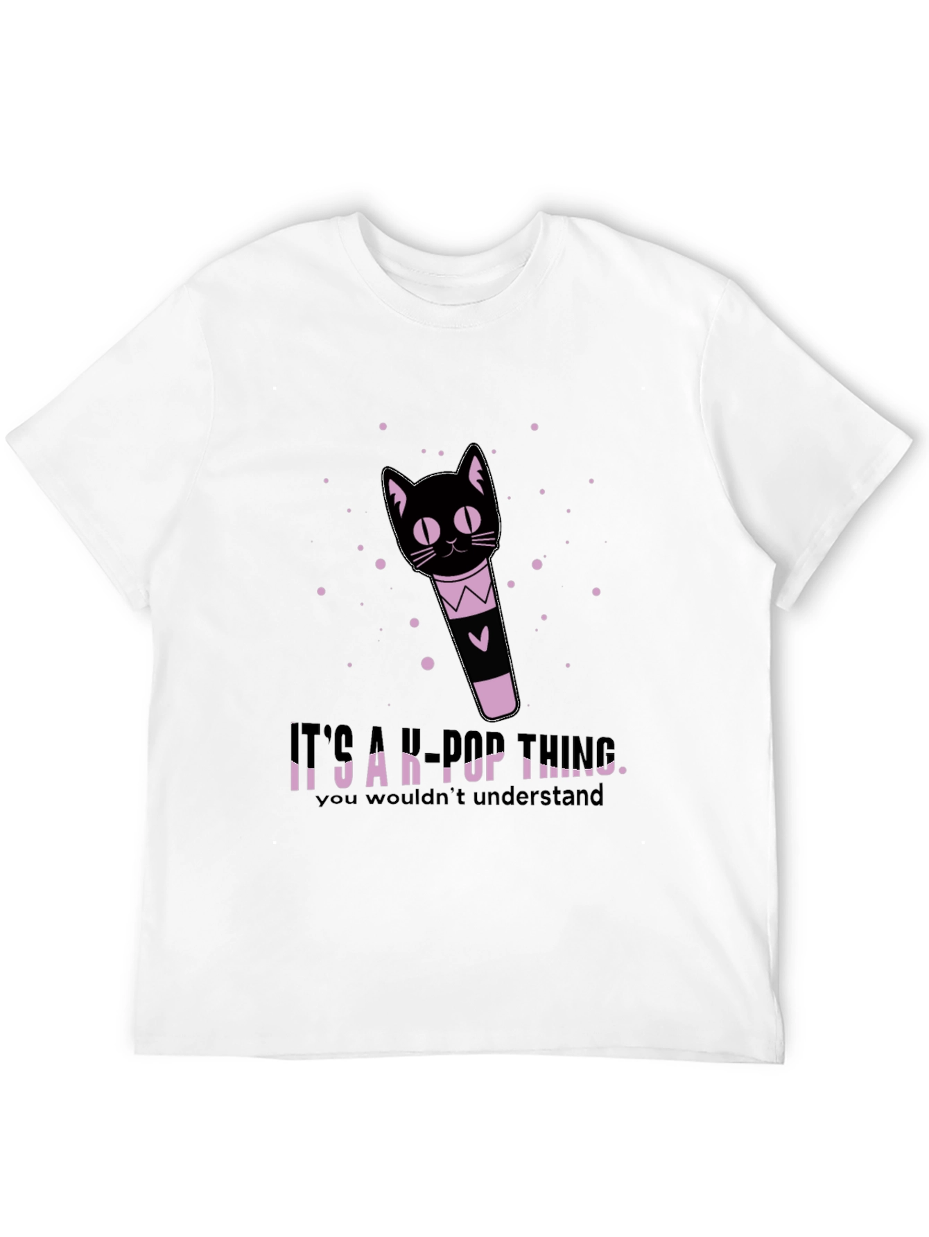 K-Pop Thing Cat Lightstick Black T-Shirt