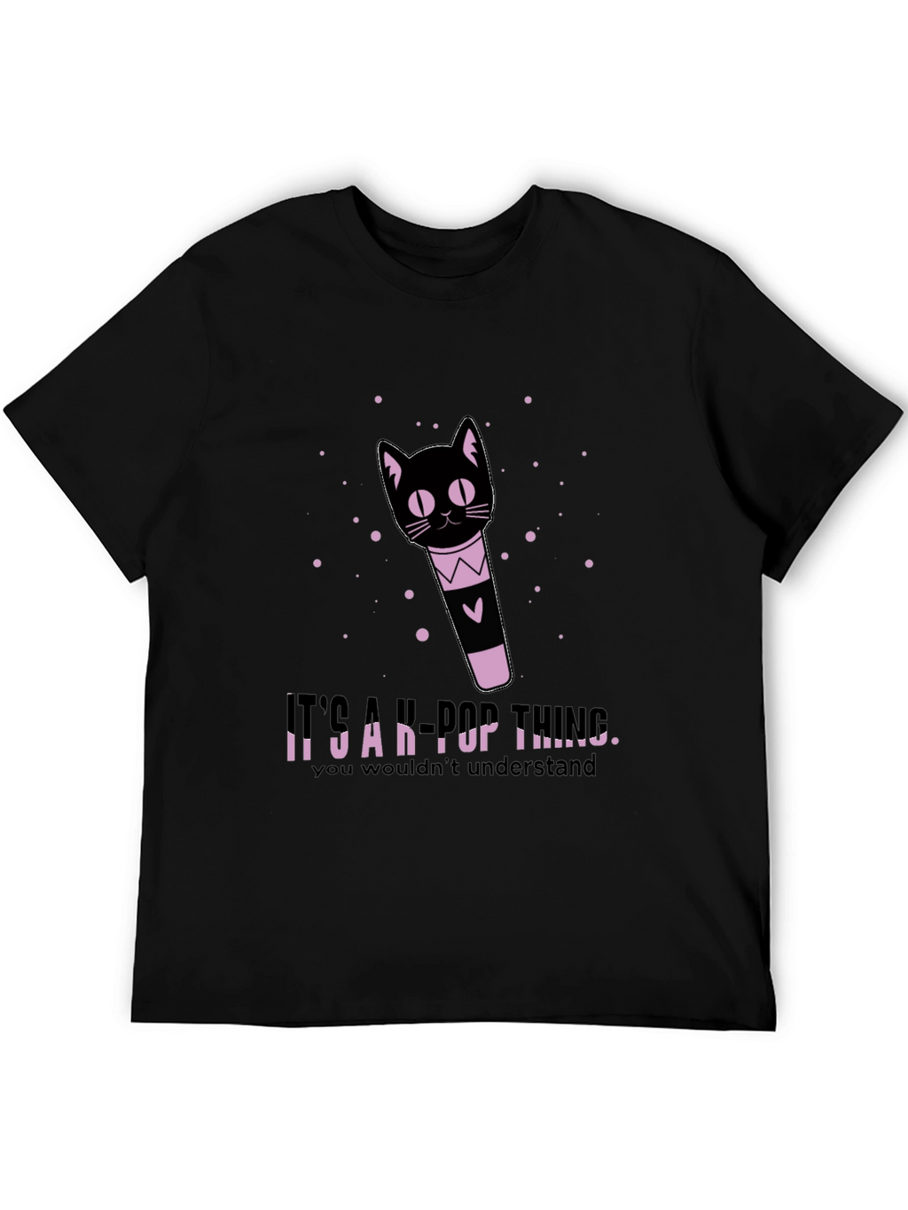 K-Pop Thing Cat Lightstick Black T-Shirt
