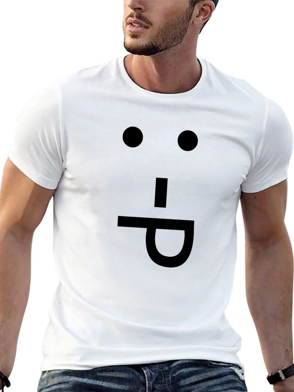 Funny Face Expression Black Cotton T-Shirt