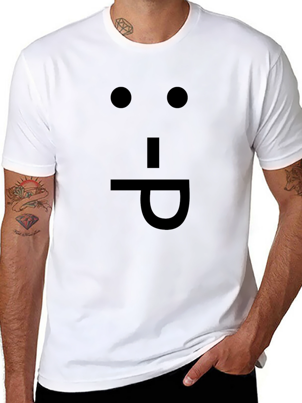 Funny Face Expression Black Cotton T-Shirt