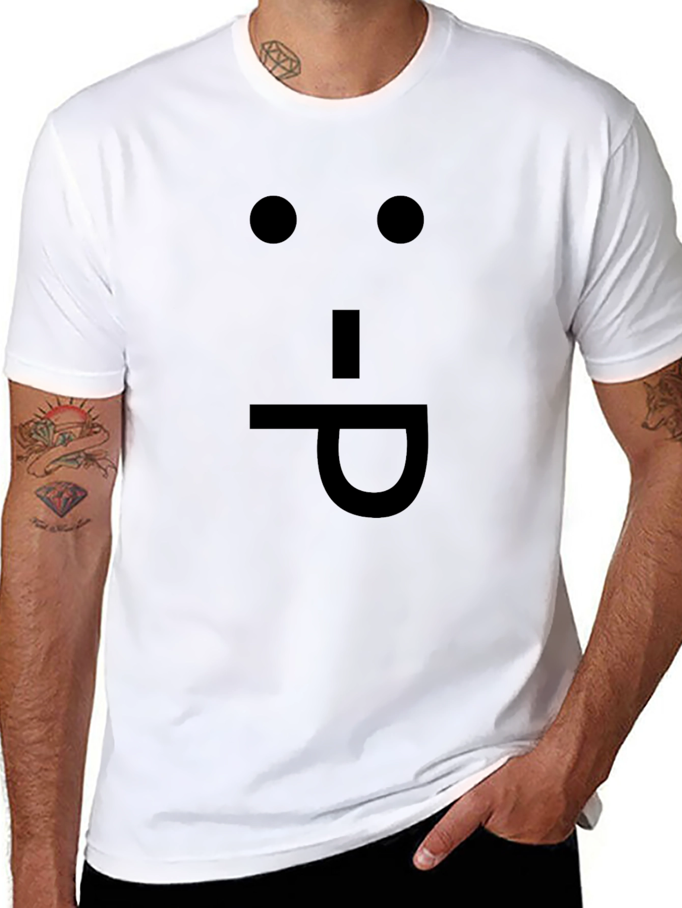 Funny Face Expression Black Cotton T-Shirt