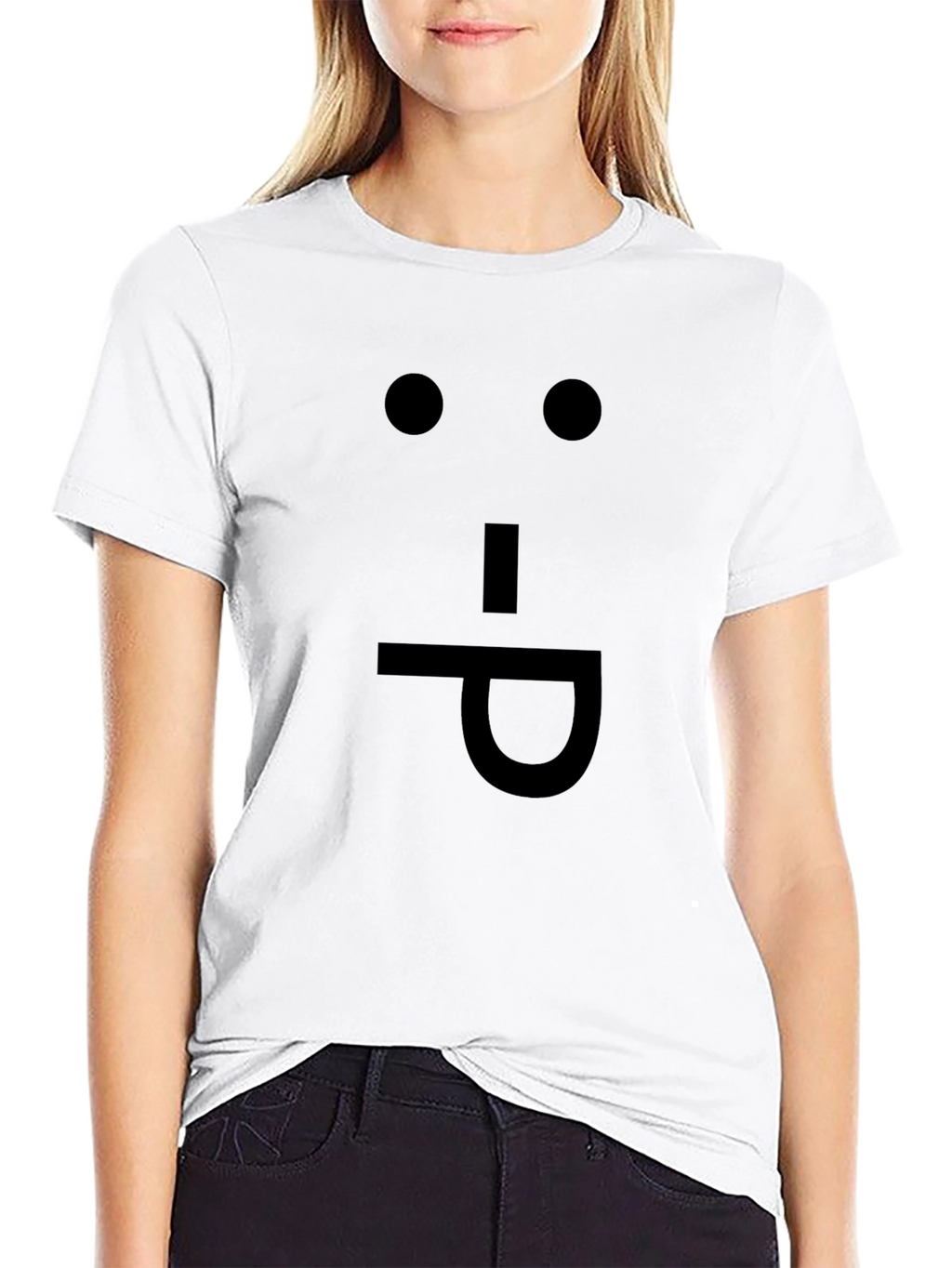 Funny Face Expression Black Cotton T-Shirt