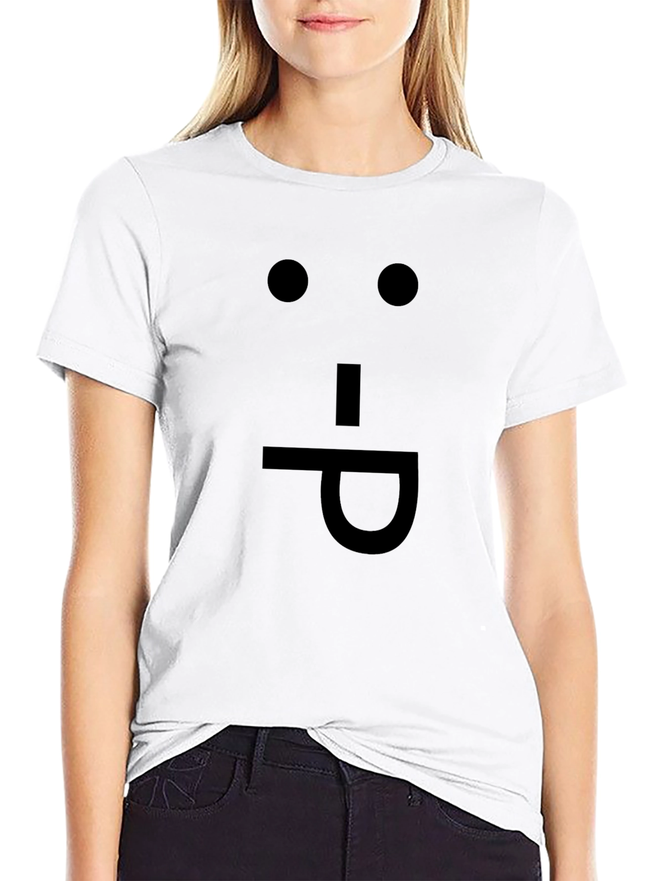 Funny Face Expression Black Cotton T-Shirt