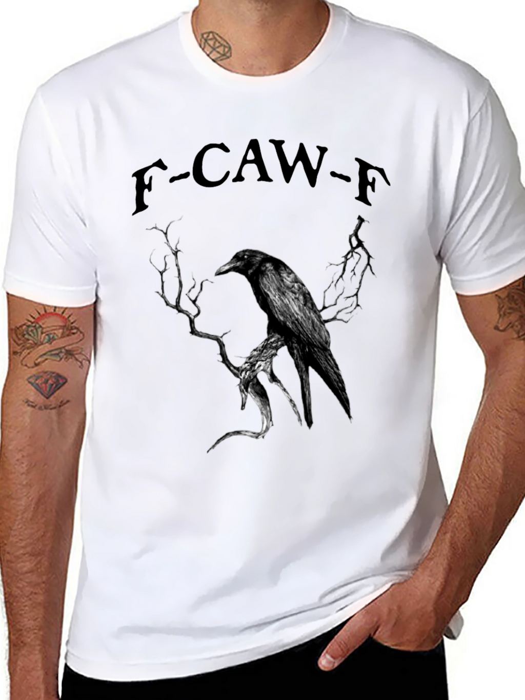 F-CAW-F Raven Graphic T-Shirt - Dark Humor Tee
