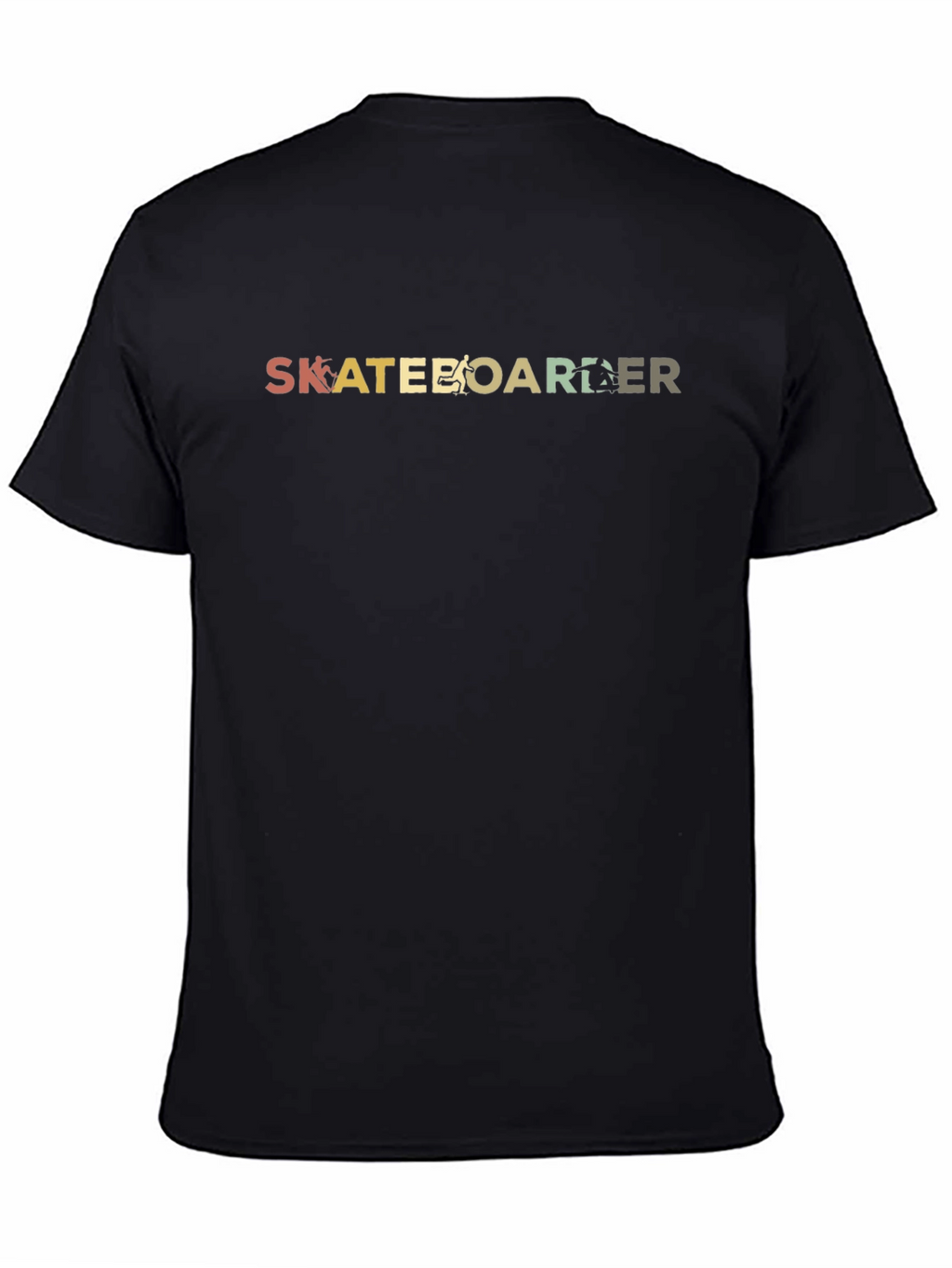 Skateboarder Retro Graphic Black T-Shirt