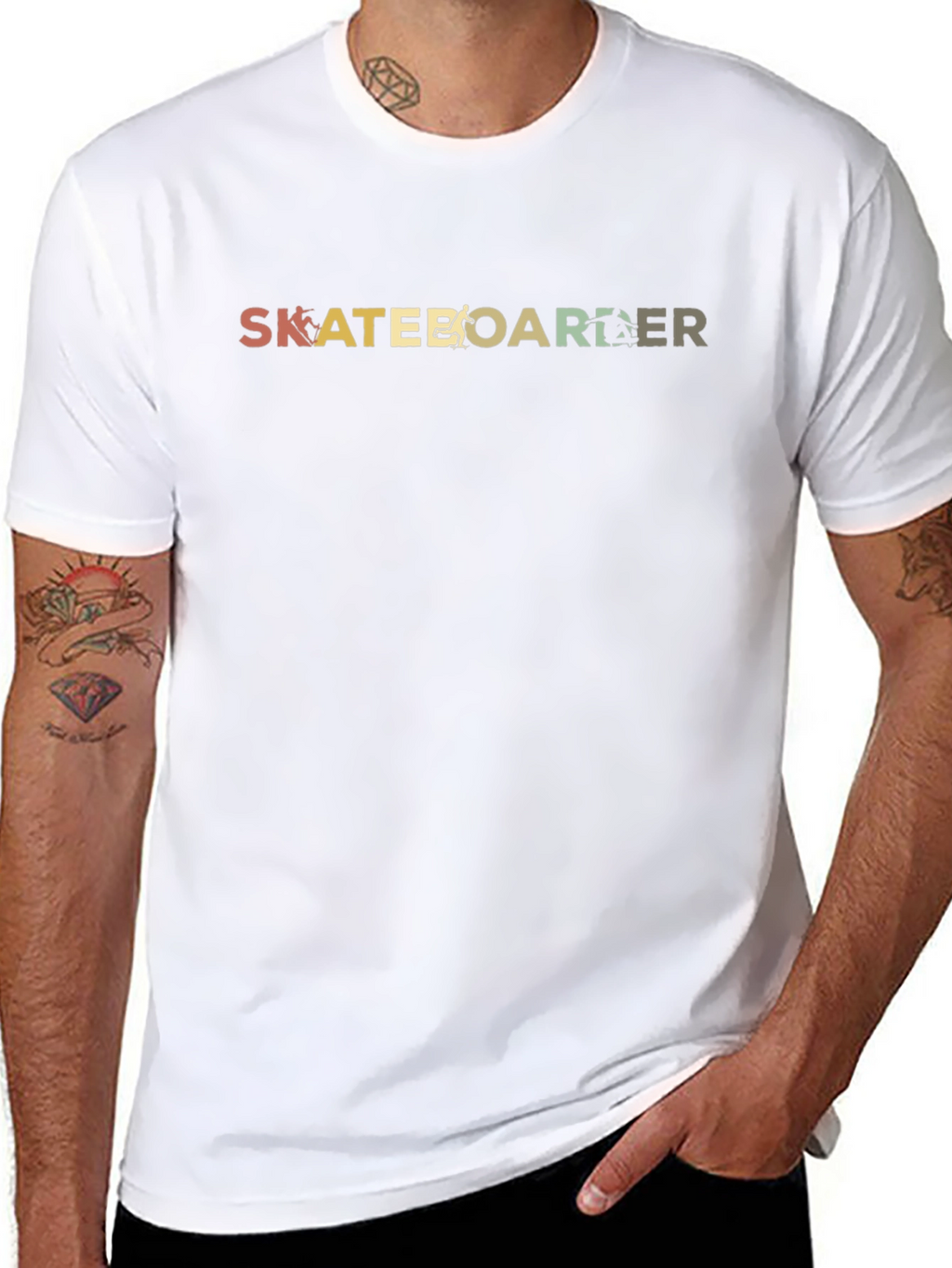 Skateboarder Retro Graphic Black T-Shirt