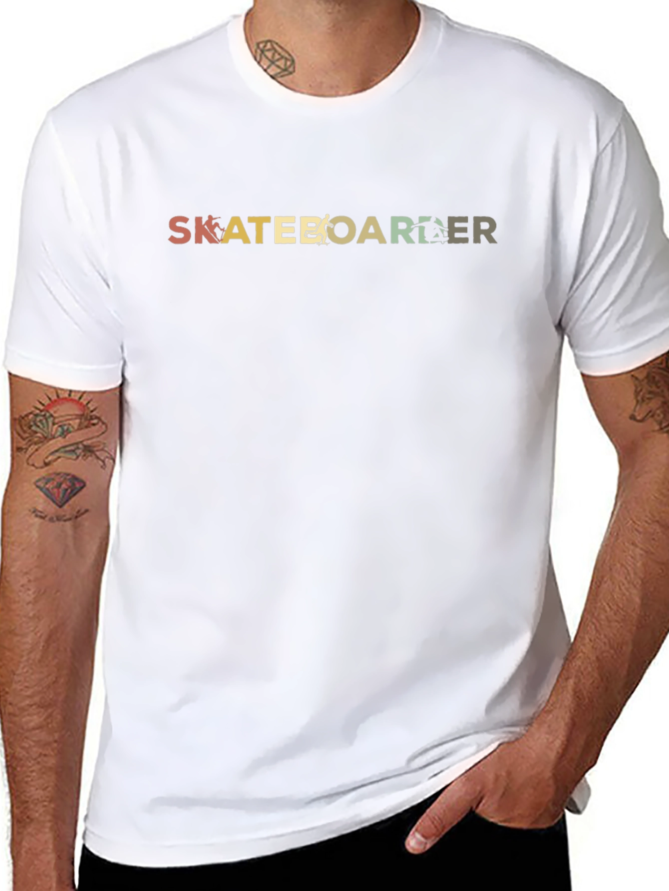 Skateboarder Retro Graphic Black T-Shirt