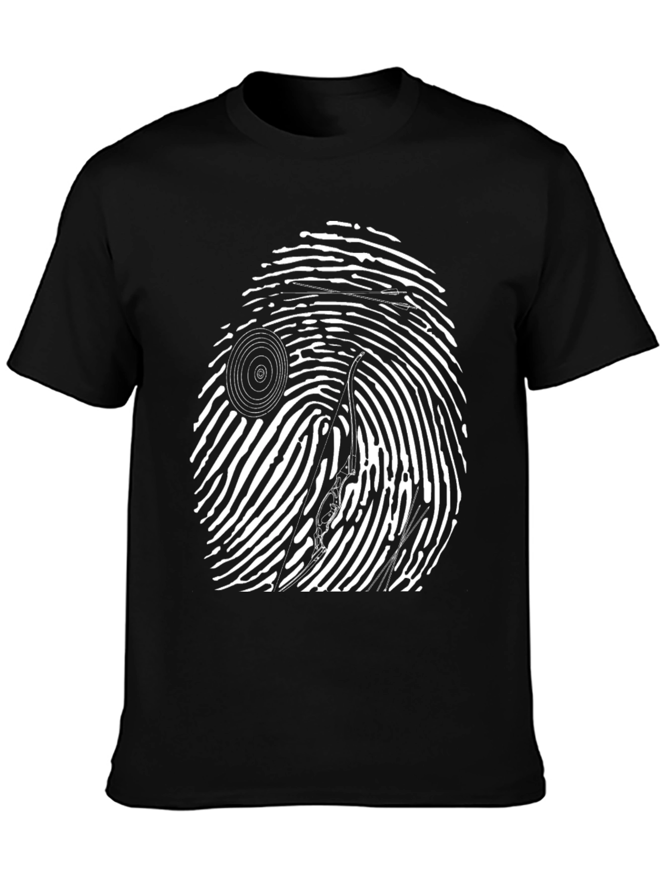 Unique Black T-Shirt with Fingerprint Graphic Design