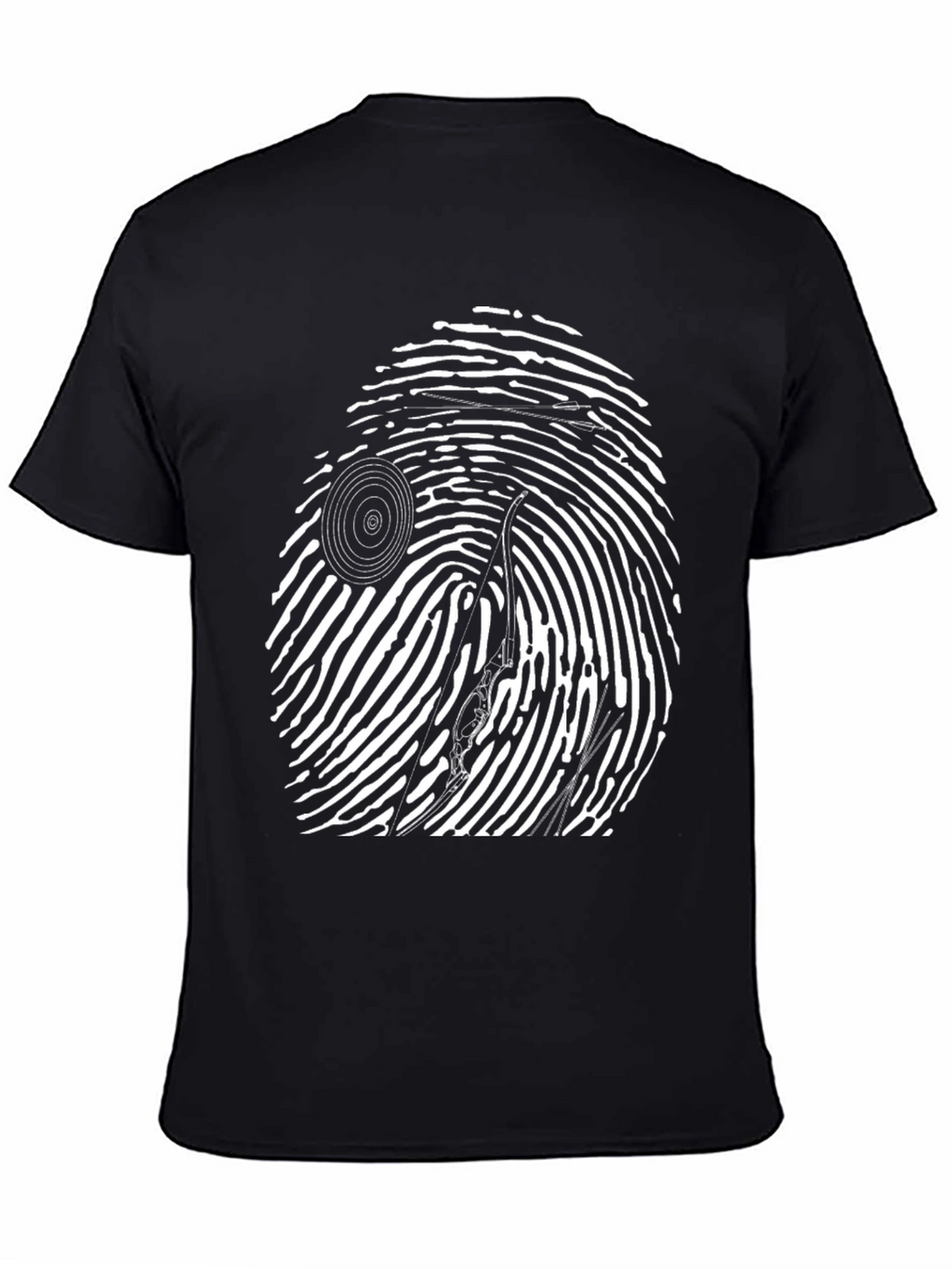 Unique Black T-Shirt with Fingerprint Graphic Design