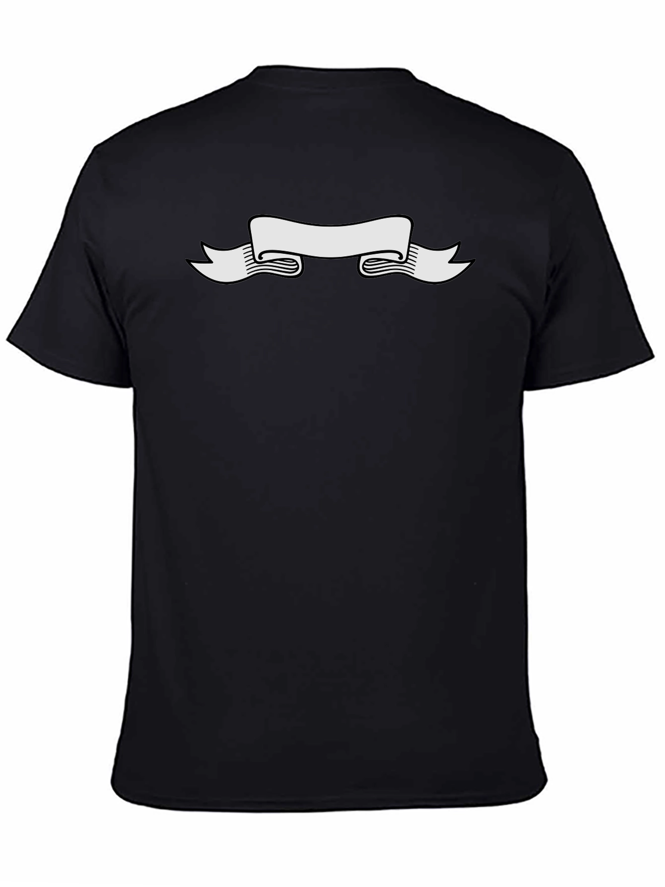 Black Tee Shirt with White Banner Graphic