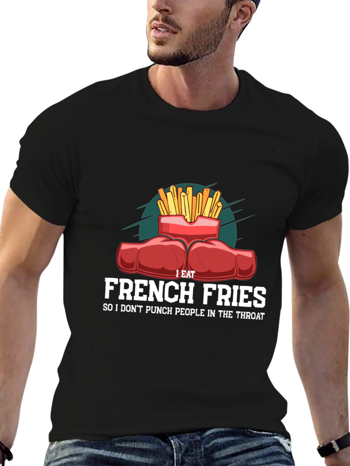 Funny French Fries Punching T-Shirt
